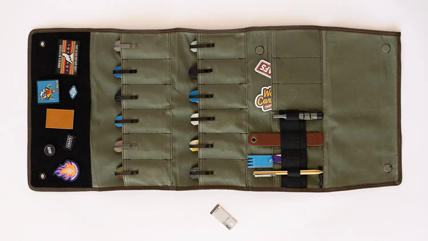 Knafs Tool Kit Burrito - featuring everything you need for pocket knife field maintenance.