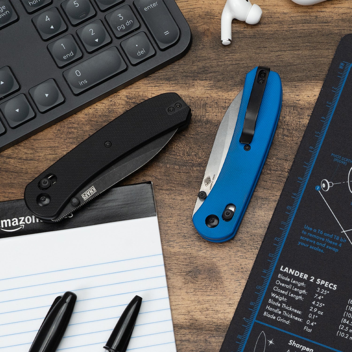 Lander 2 Pocket Knife - Blue G10 - Clutch Lock