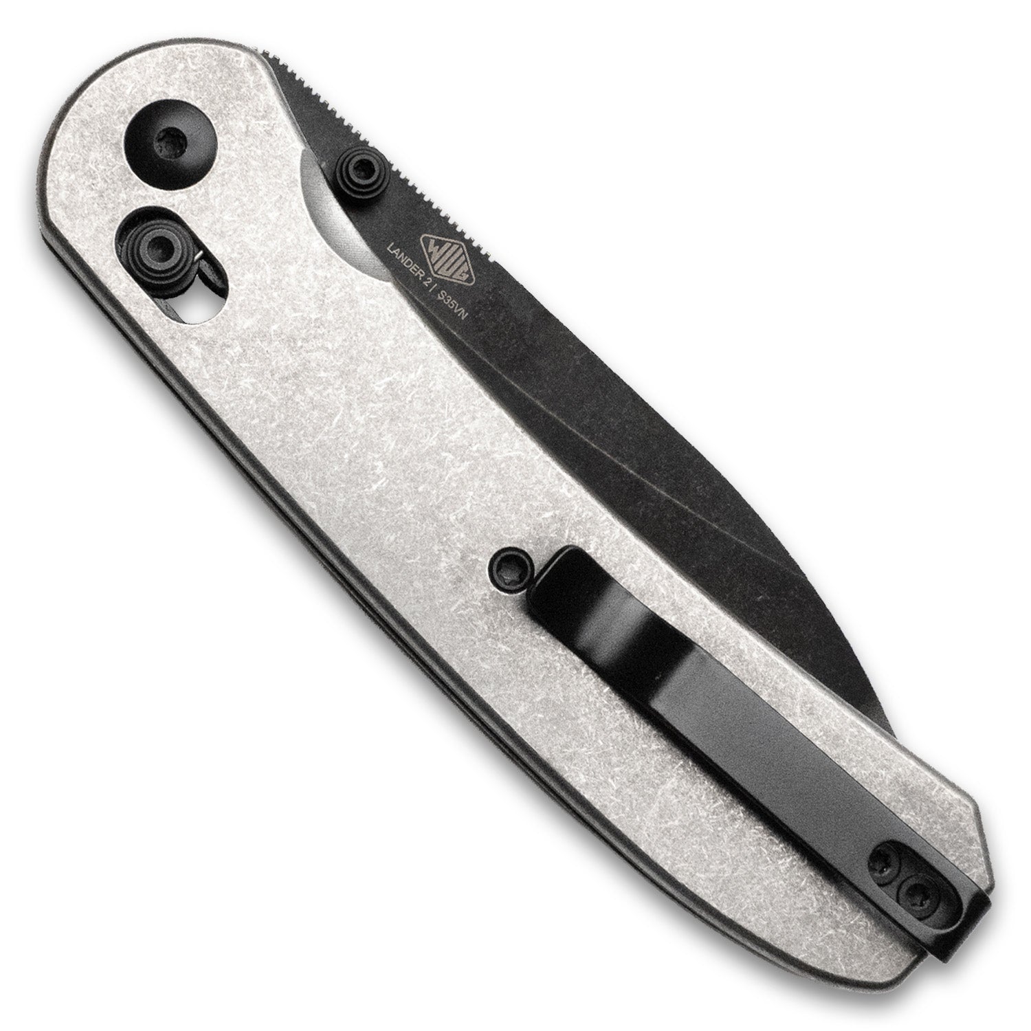 Lander 2 Pocket Knife - Stonewash Titanium - Black S35VN