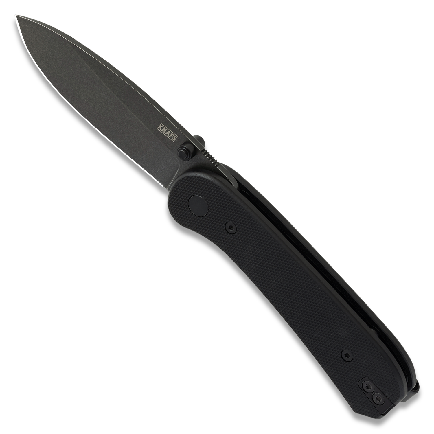 KNAFS-00066 Knafs - Lander 1 Knife - Black + Black Stonewash Open Tilted Front/Top