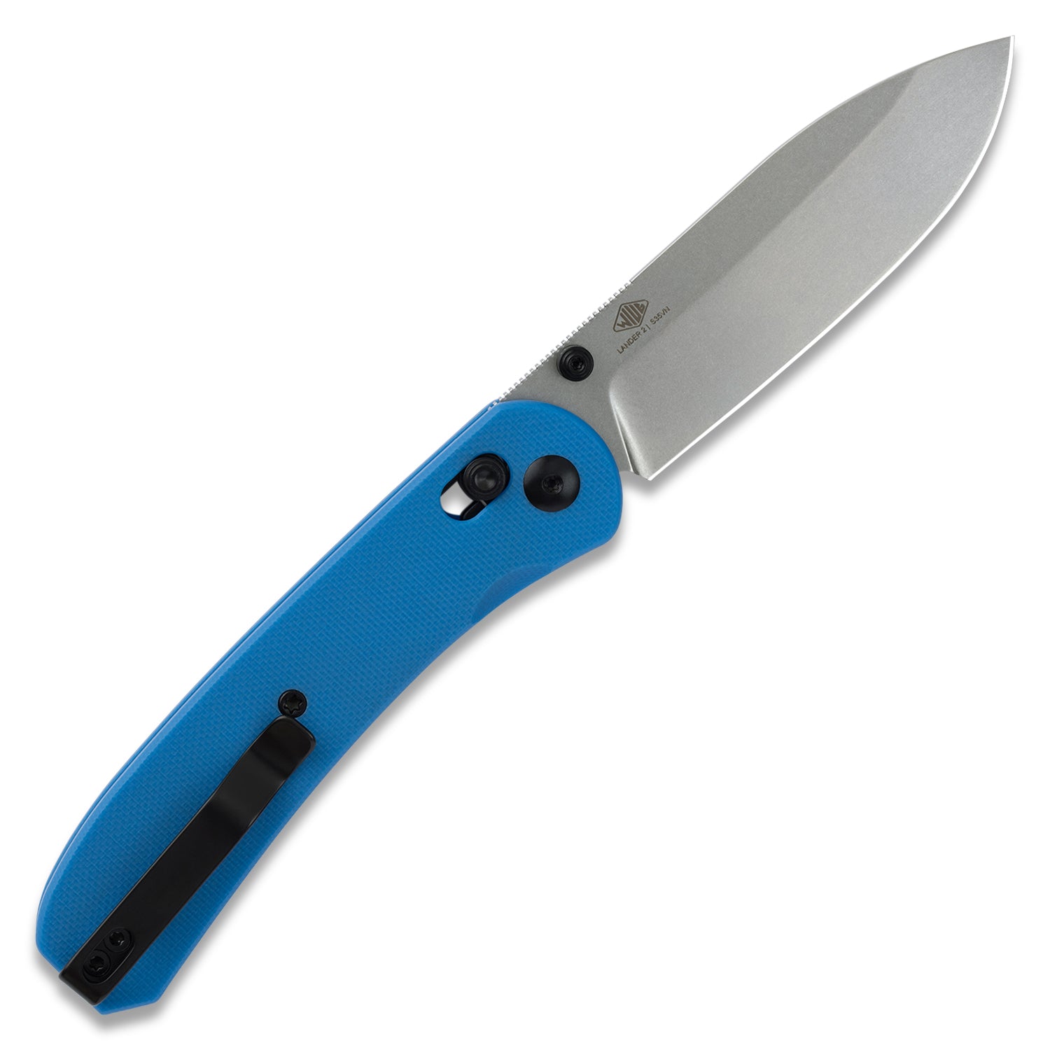 Lander 2 Pocket Knife Blue G10 Clutch Lock back open