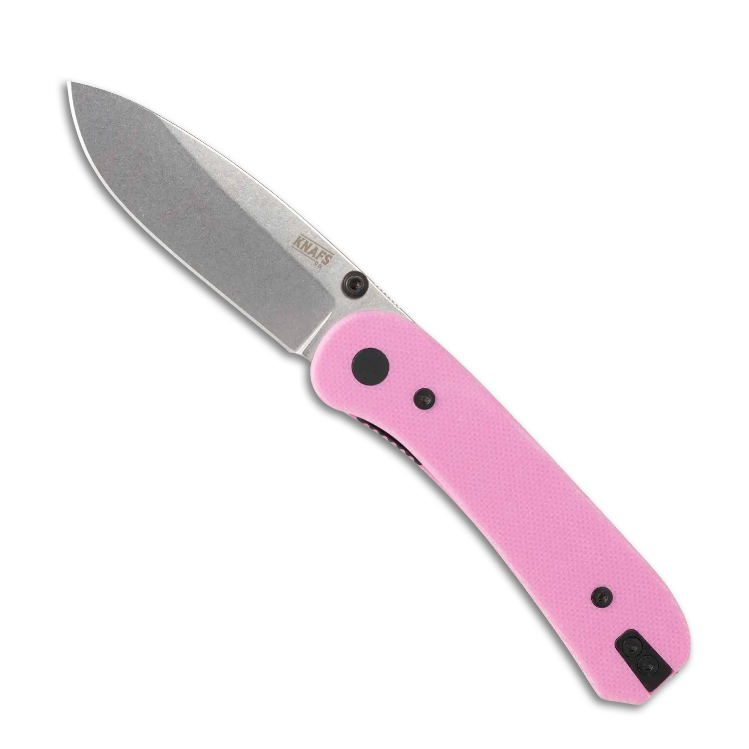 Lander 1 Pocket Knife - Gray Stonewash Blade - Pink G10 Handles - Open Front