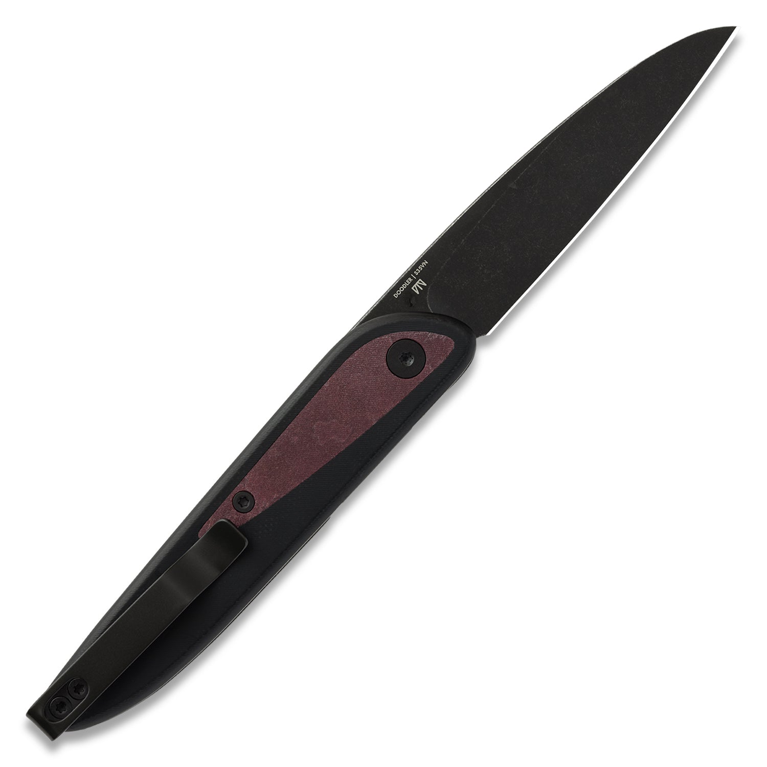 Doodler Pocket Knife - Black G10 Scales - Redstone Richlite Inlays - S35VN