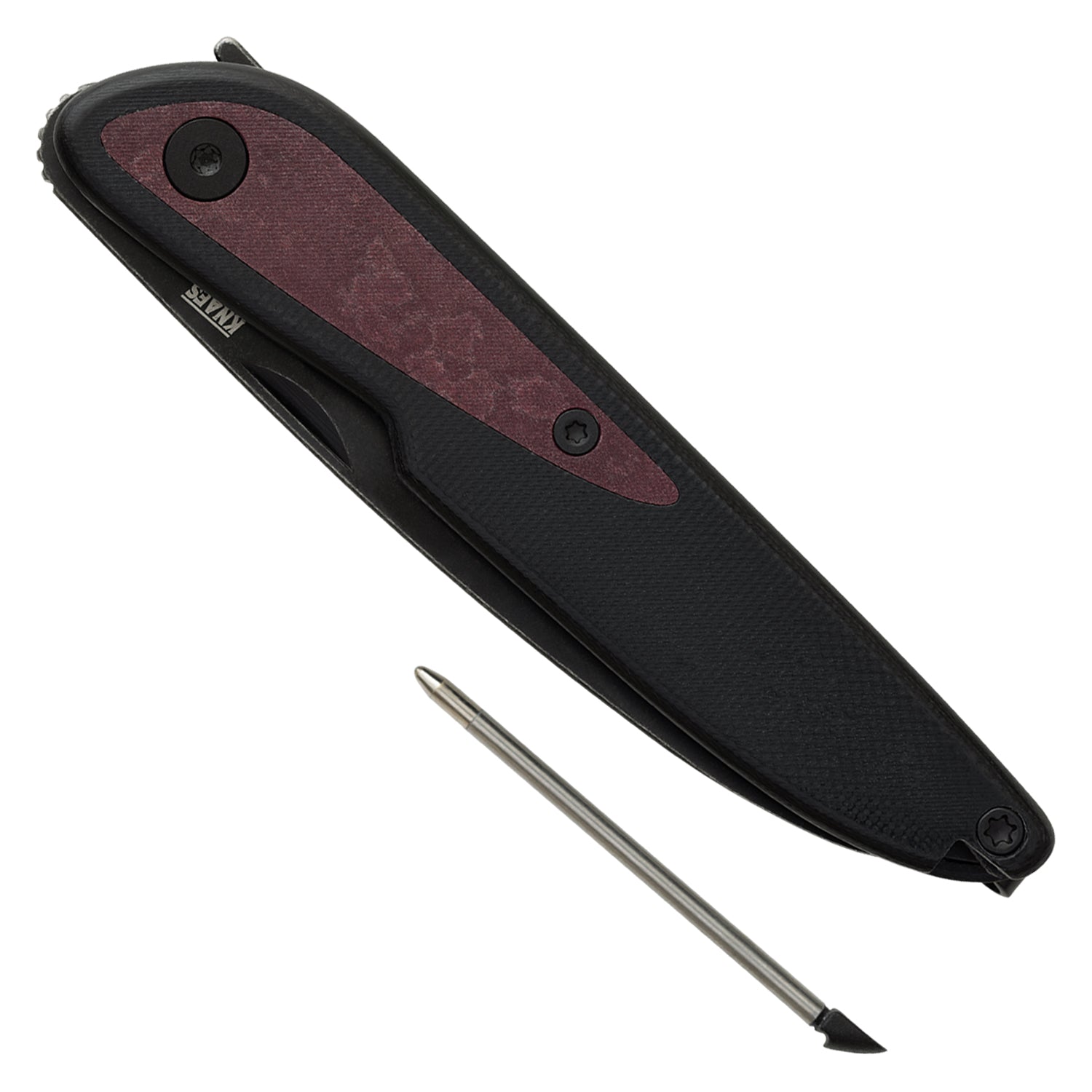 Doodler Pocket Knife - Black G10 Scales - Redstone Richlite Inlays - S35VN