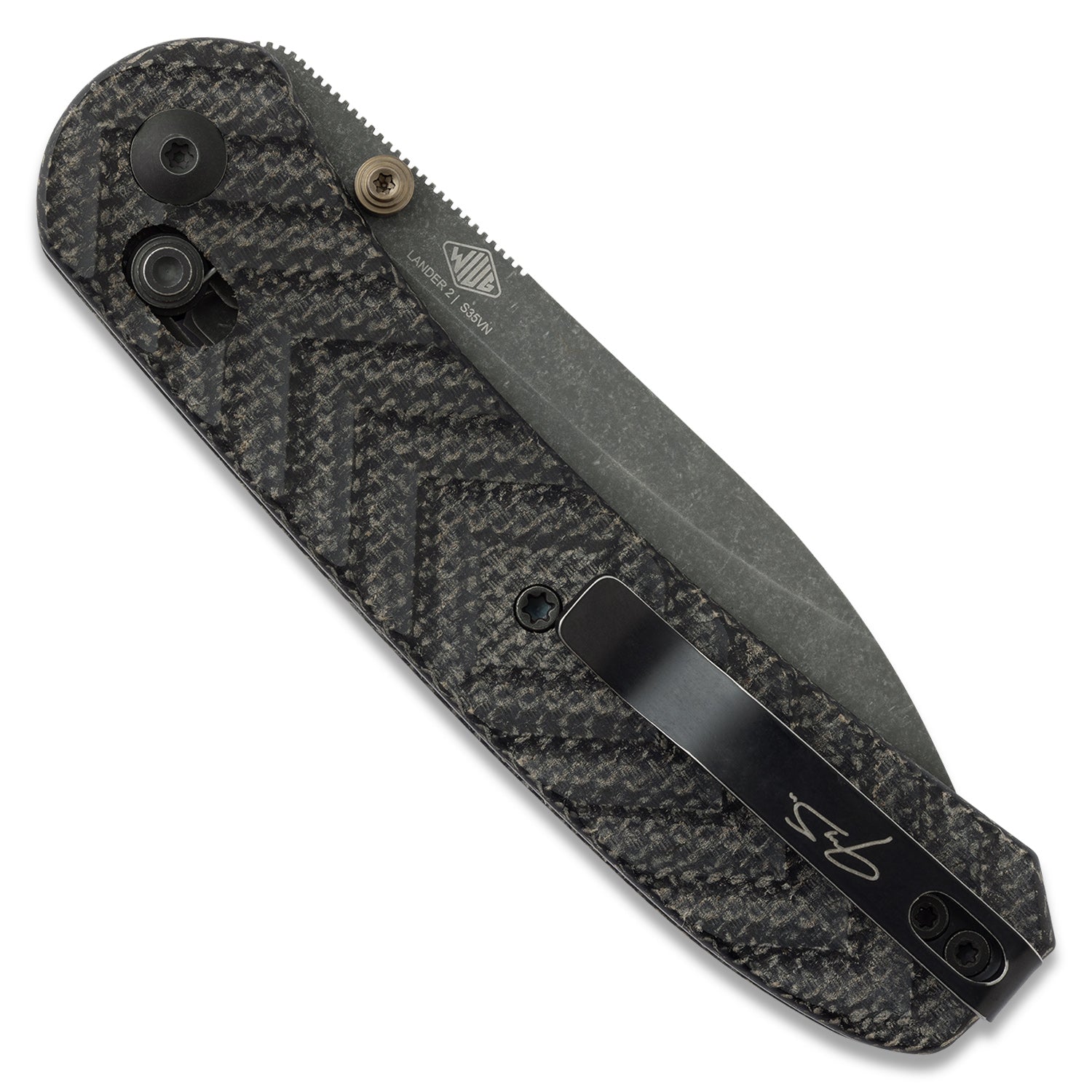 Jeremy Siers Lander 2 - Black Micarta - Acid Wash Blade