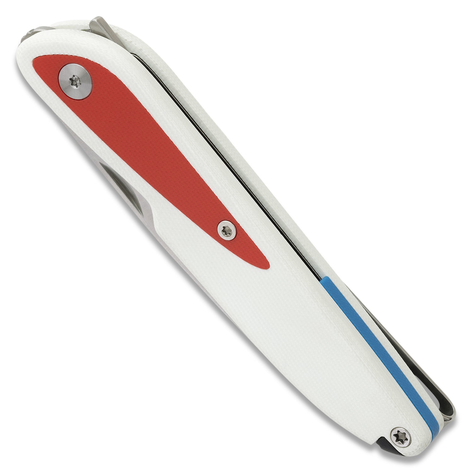 Doodler Pocket Knife - White G10 Scales - Red Inlays - S35VN