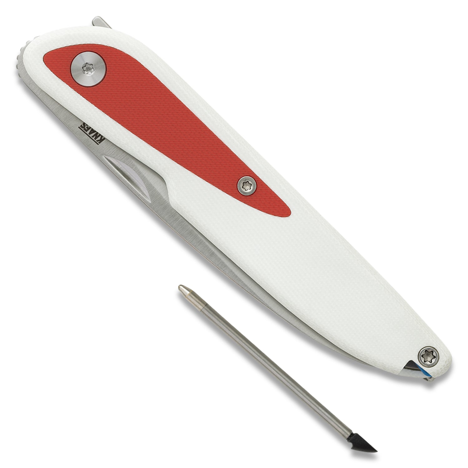 Doodler Pocket Knife - White G10 Scales - Red Inlays - S35VN