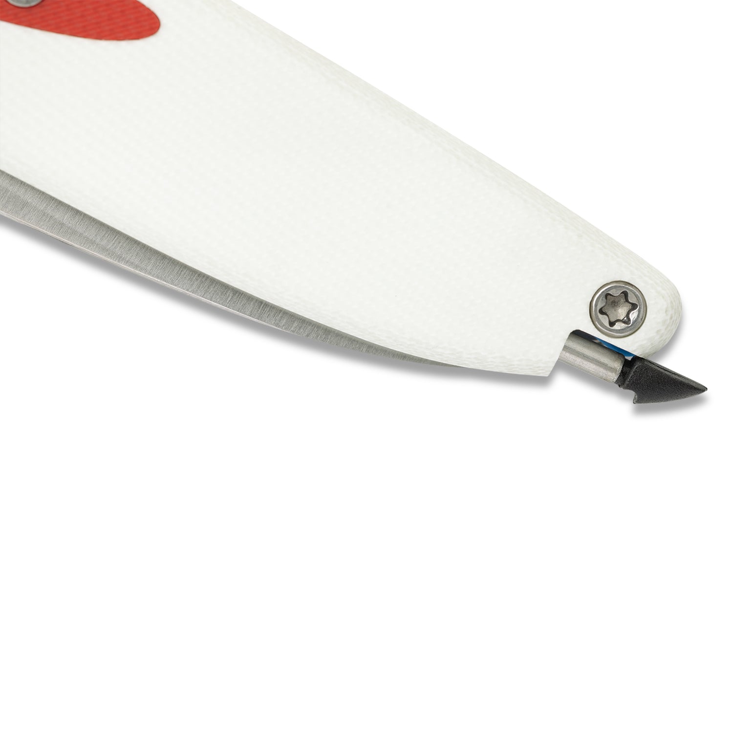 Doodler Pocket Knife - White G10 Scales - Red Inlays - S35VN