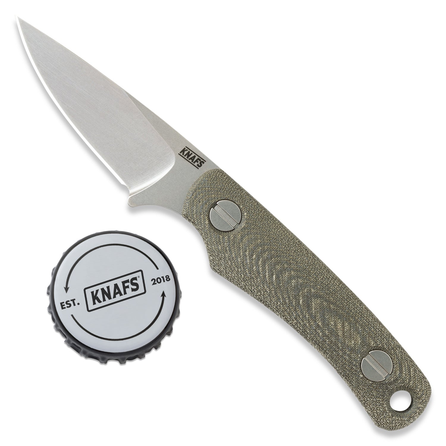 Little Lulu Fixed Blade Knife- Stonewash MagnaCut - Green Micarta