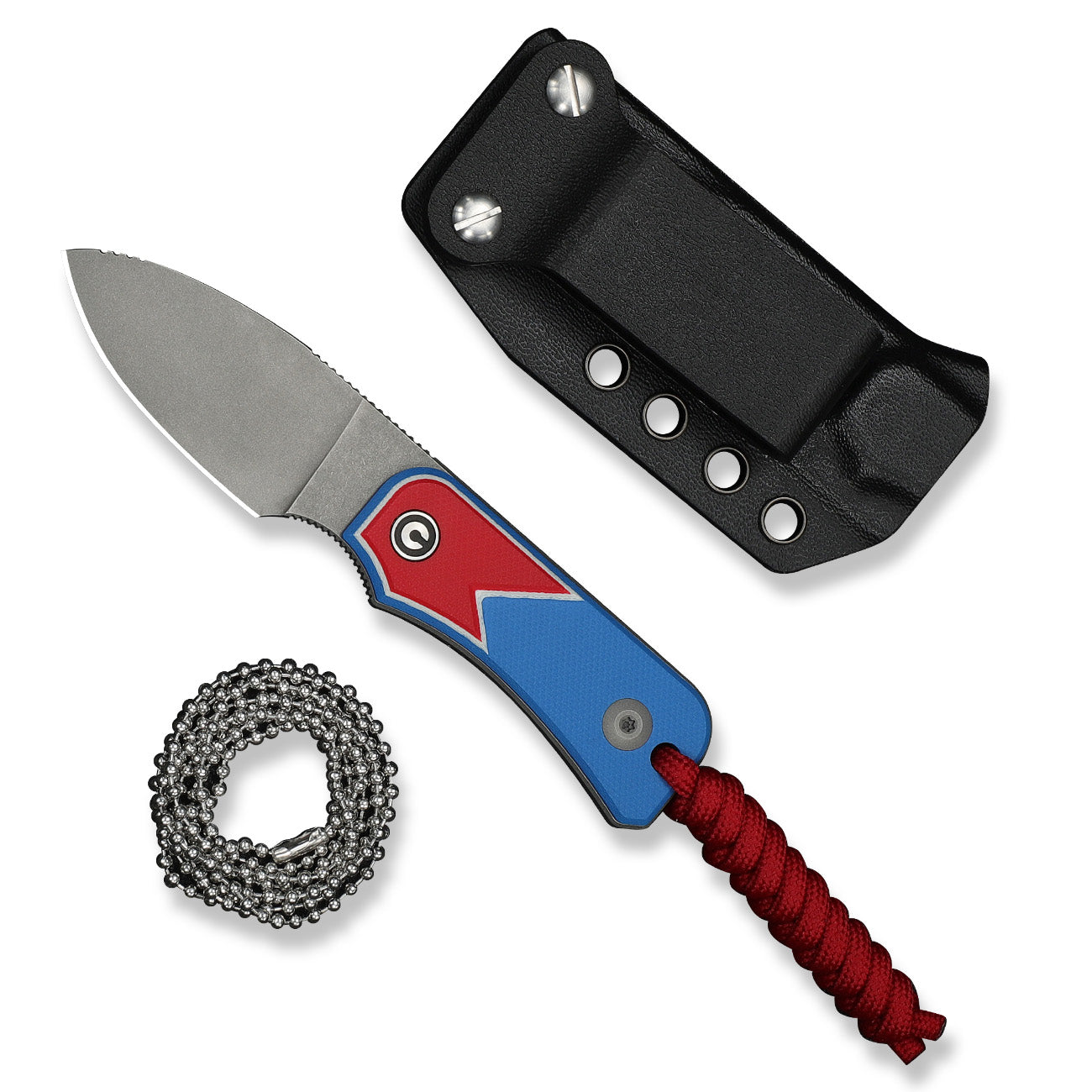 KNAFS-00669 Baby Banter Fixed Blade Knife- Jump Front with sheath and chain