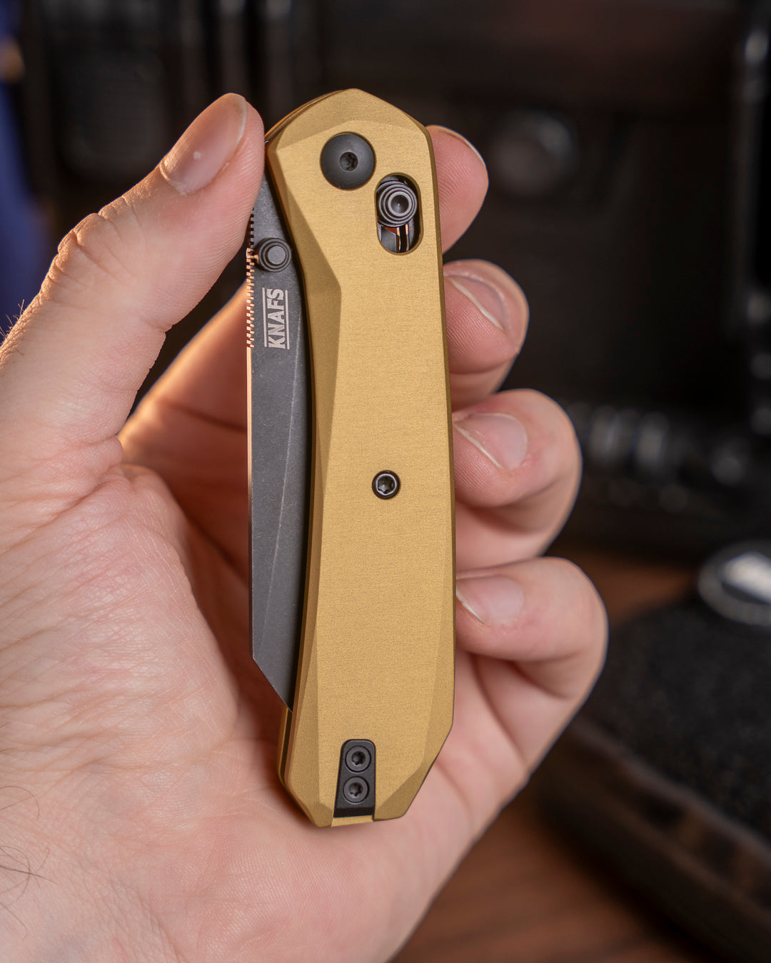 Lander 2 Reverse Tanto - Gold Aluminum - Elmax
