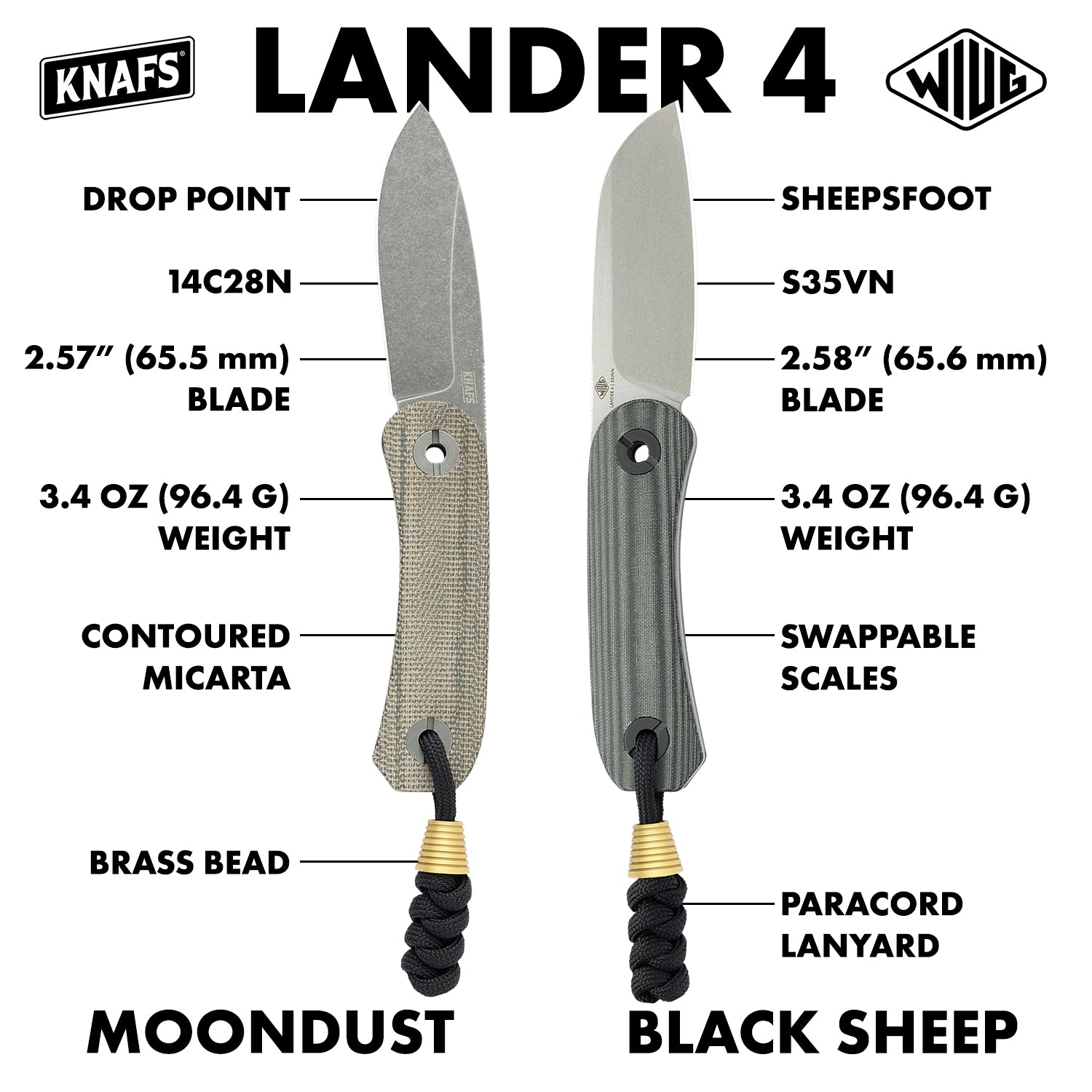 Lander 4 Fixed Blade Knife - Black Sheep