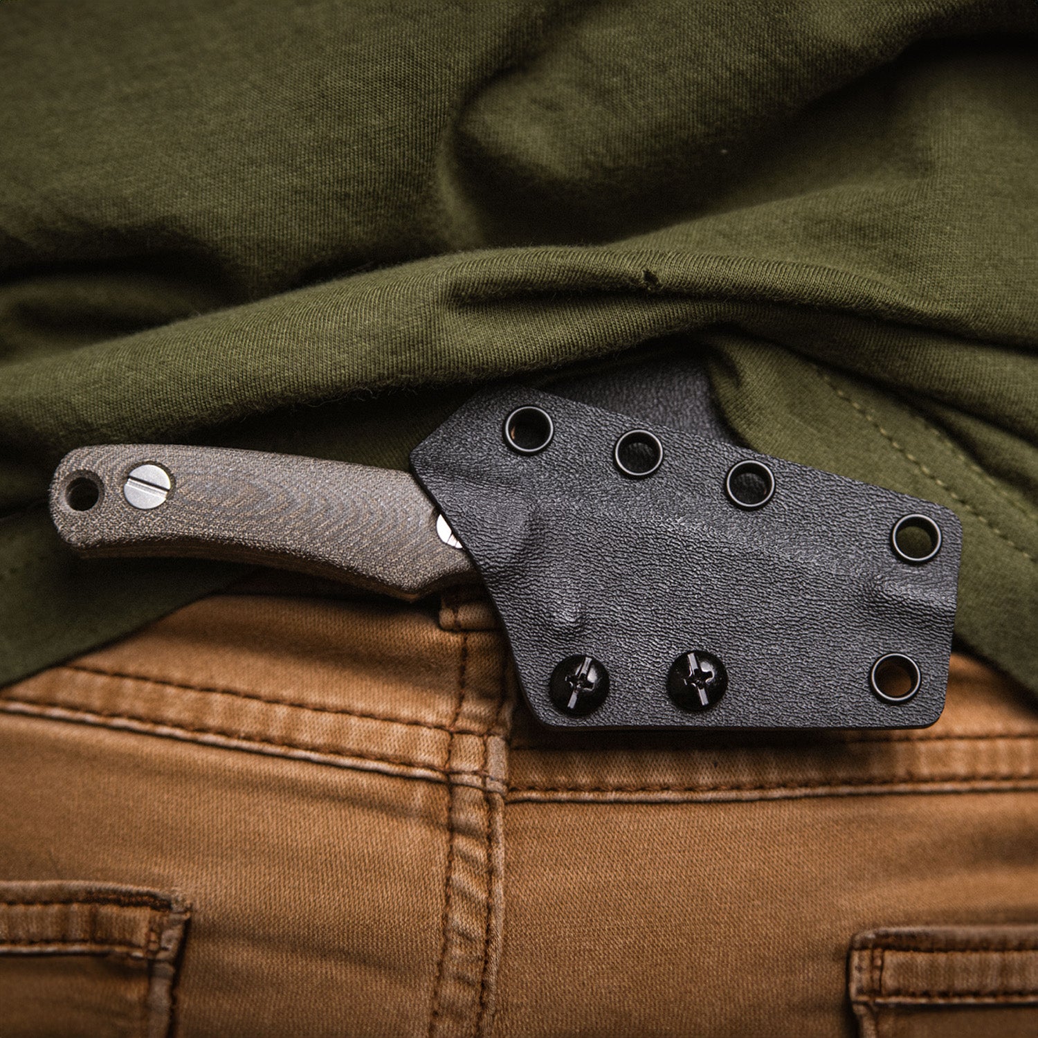 Little Lulu Fixed Blade Knife- Stonewash MagnaCut - Green Micarta