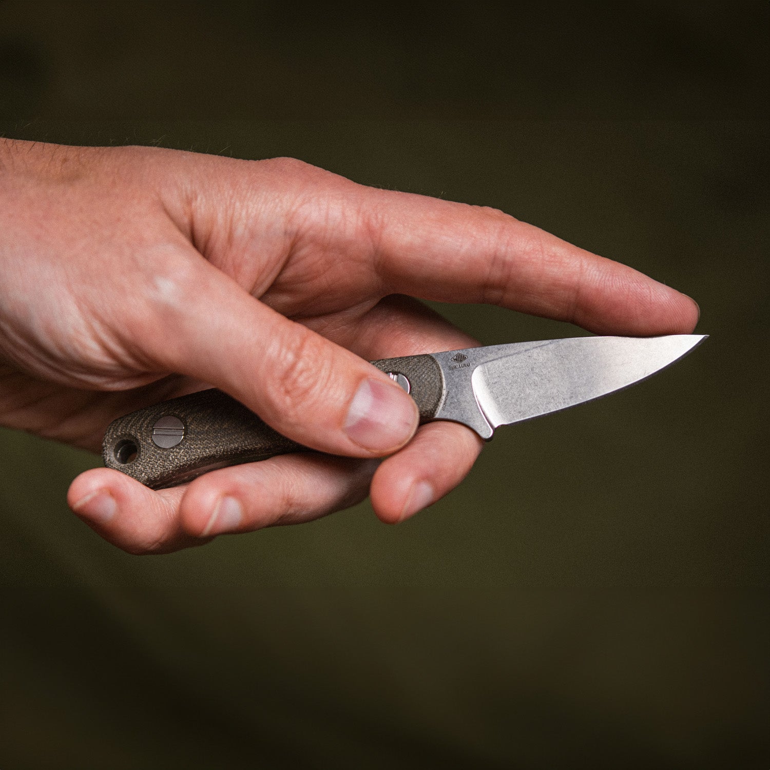 Little Lulu Fixed Blade Knife- Stonewash MagnaCut - Green Micarta