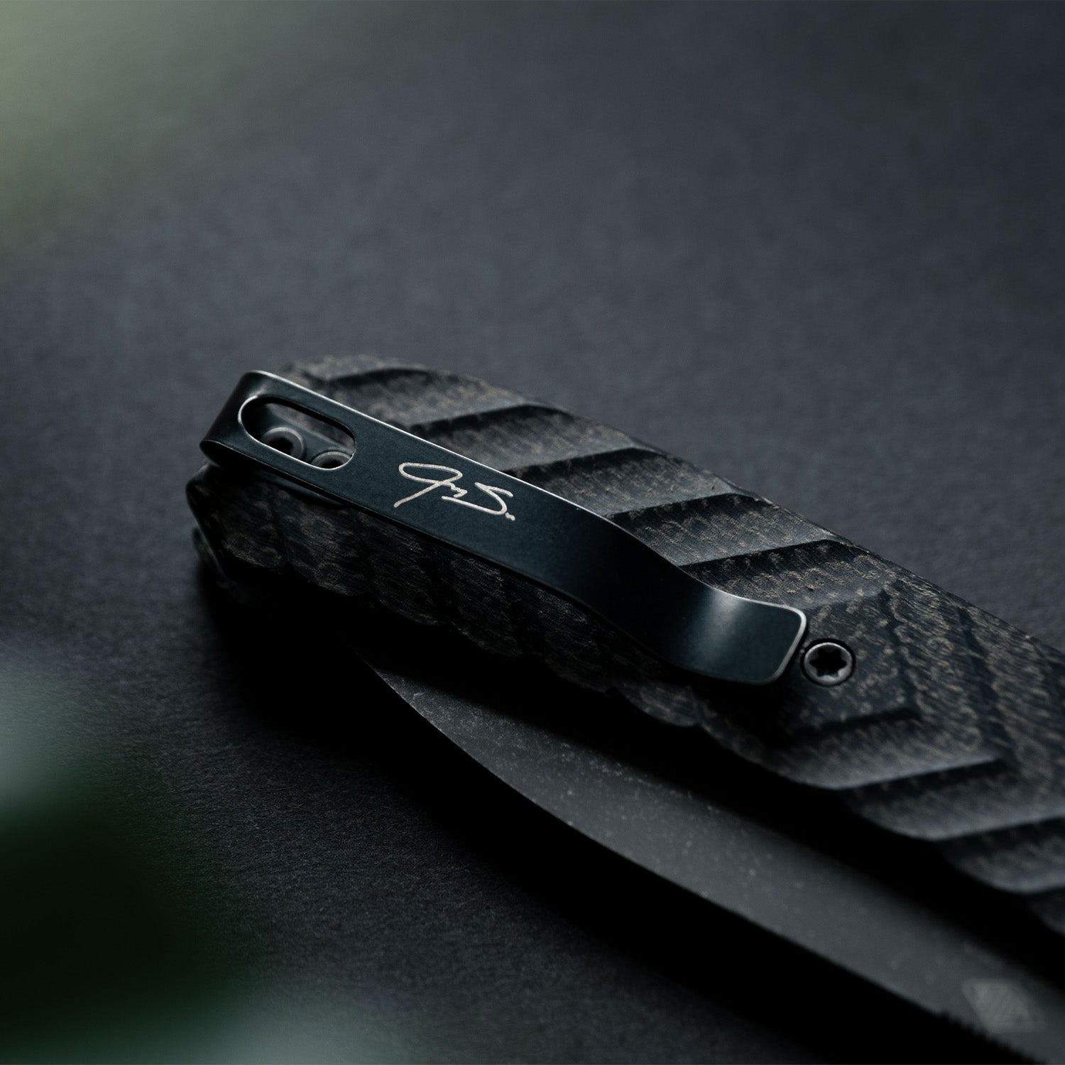 Jeremy Siers Lander 2 - Black Micarta - Acid Wash Blade