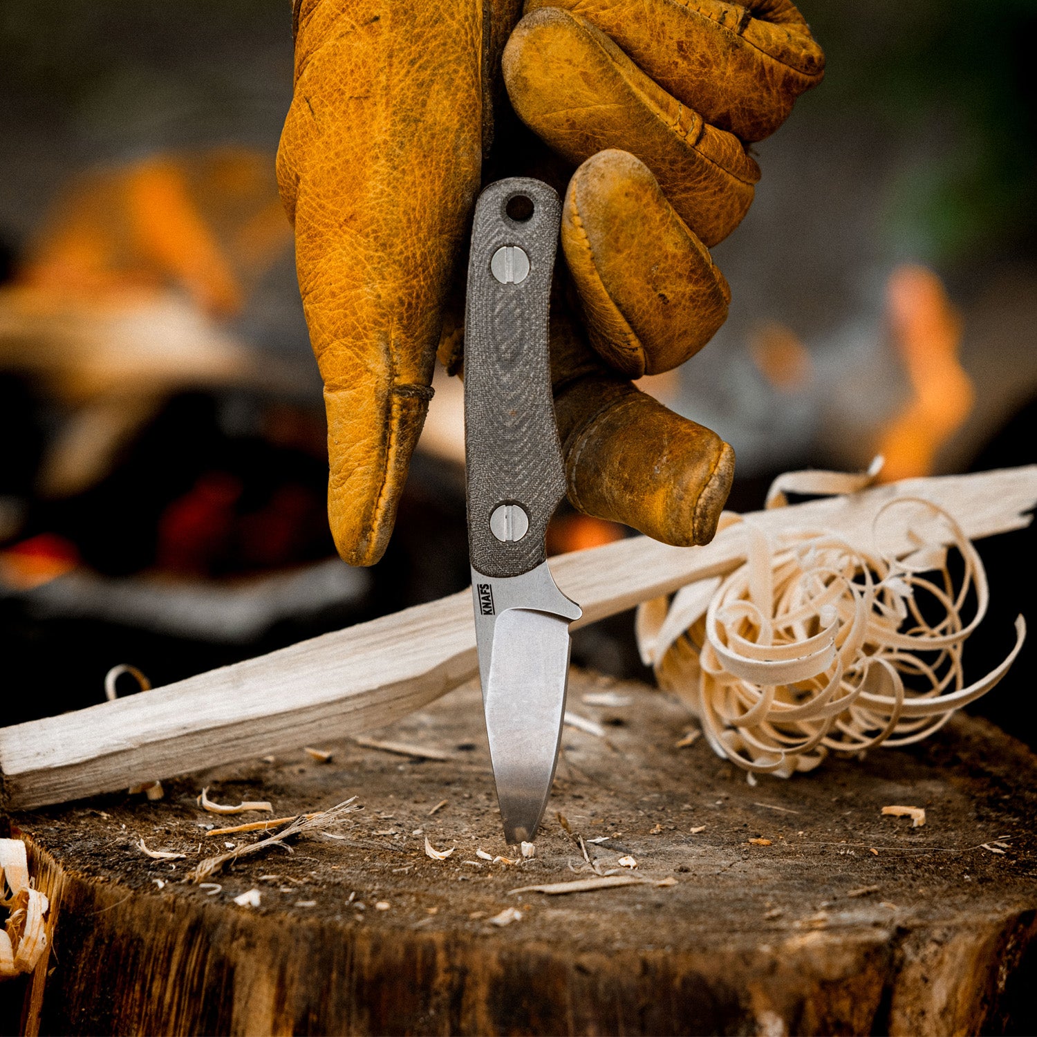 Little Lulu Fixed Blade Knife- Stonewash MagnaCut - Green Micarta