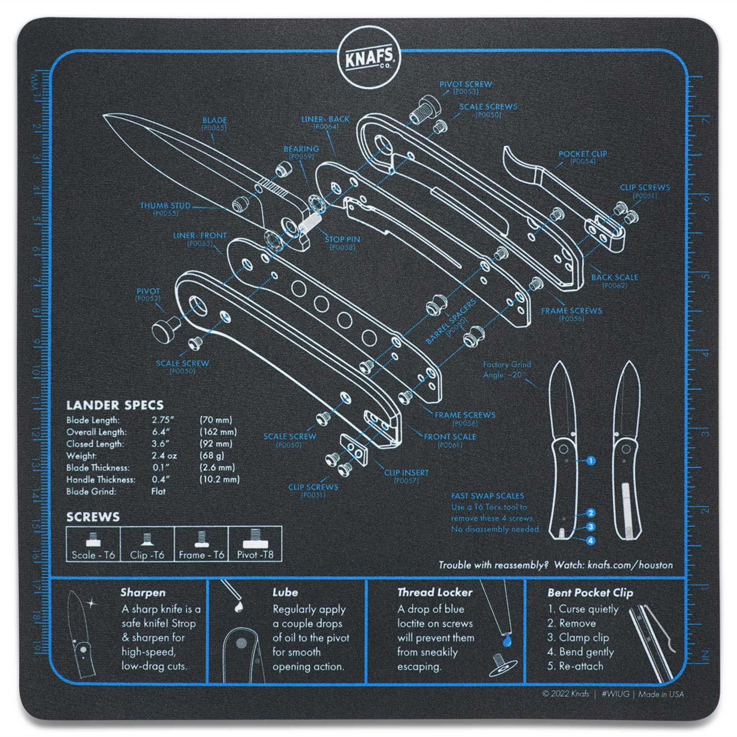 Lander Pocket Knife Shop Mat - Mouse Pad - Front View