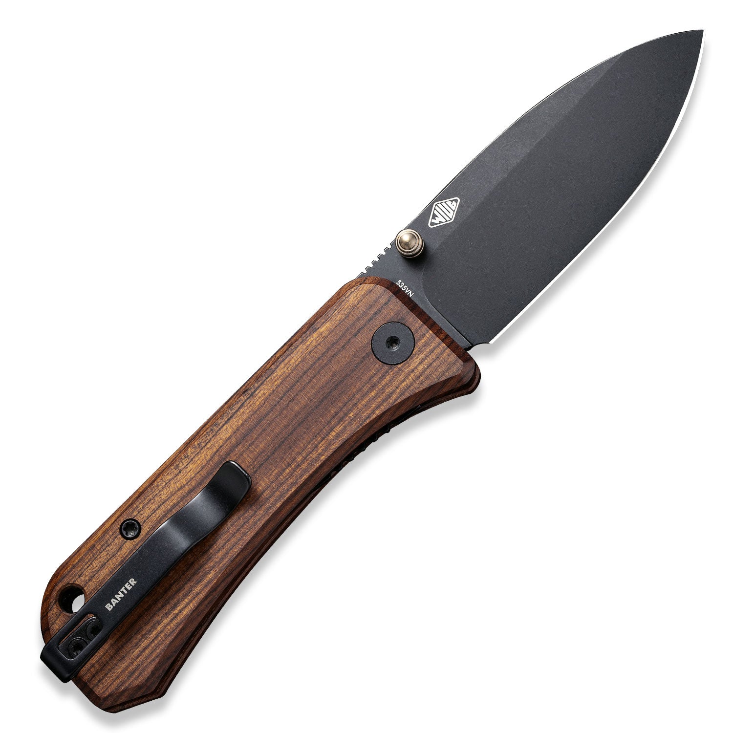 Banter Pocket Knife - Guibourtia Wood - S35VN - Back Open