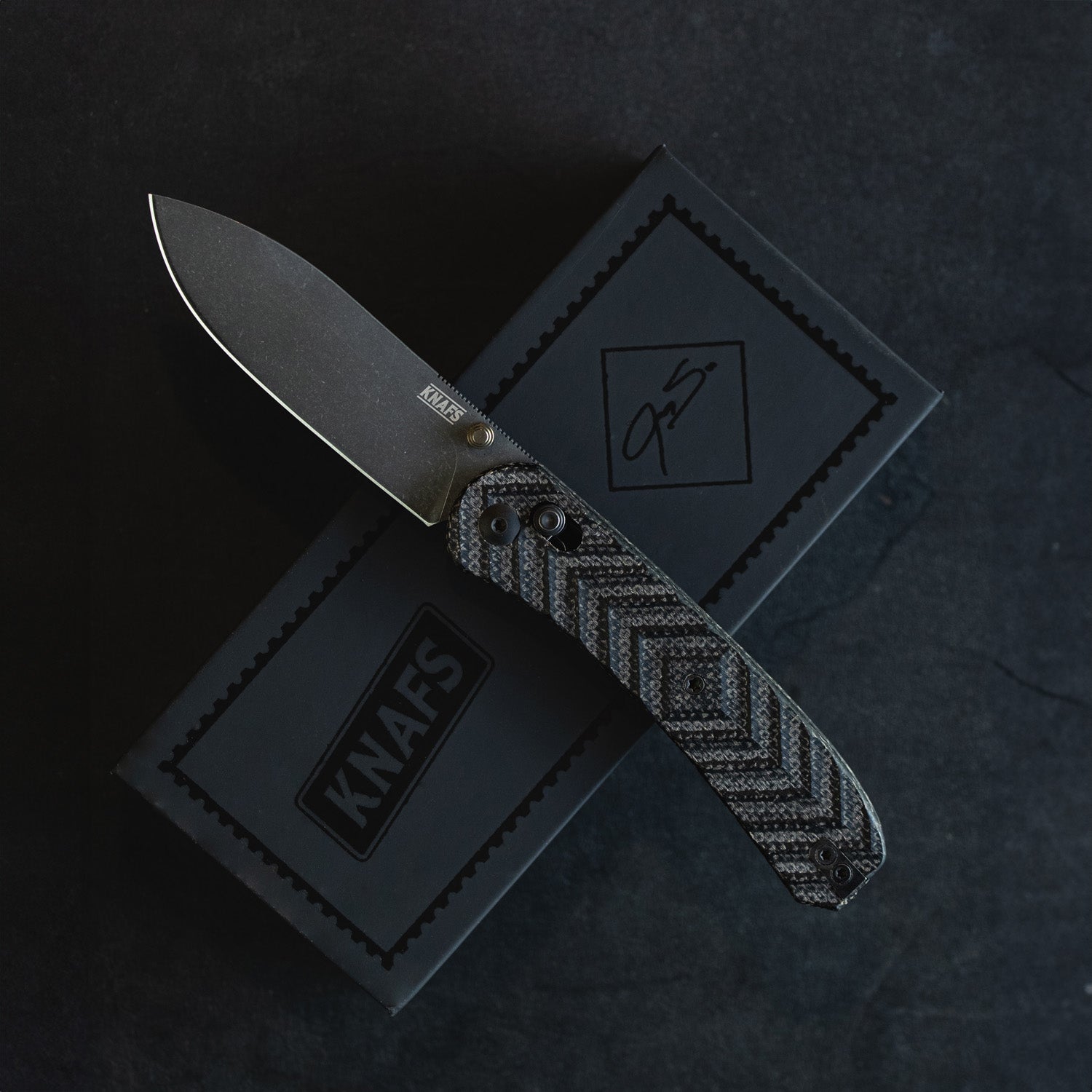 Jeremy Siers Lander 2 - Black Micarta - Acid Wash Blade