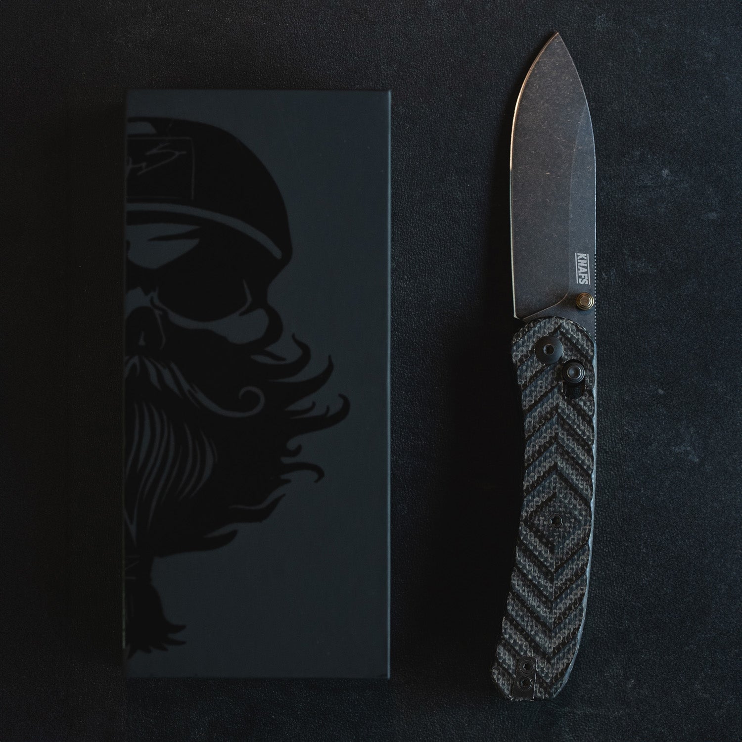 Jeremy Siers Lander 2 - Black Micarta - Acid Wash Blade
