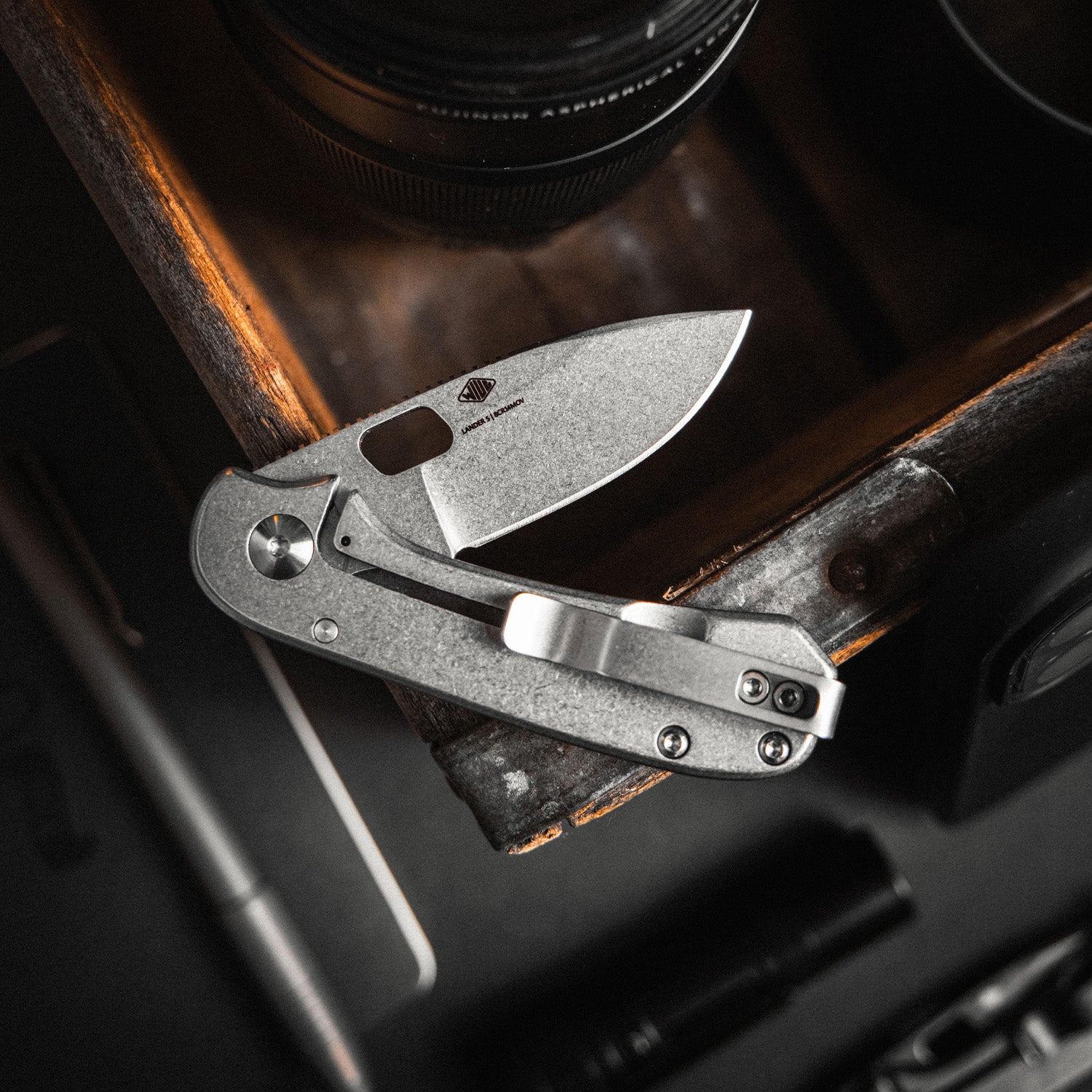 Lander 5 Pocket Knife - Gray Stonewash - 8CR14MOV
