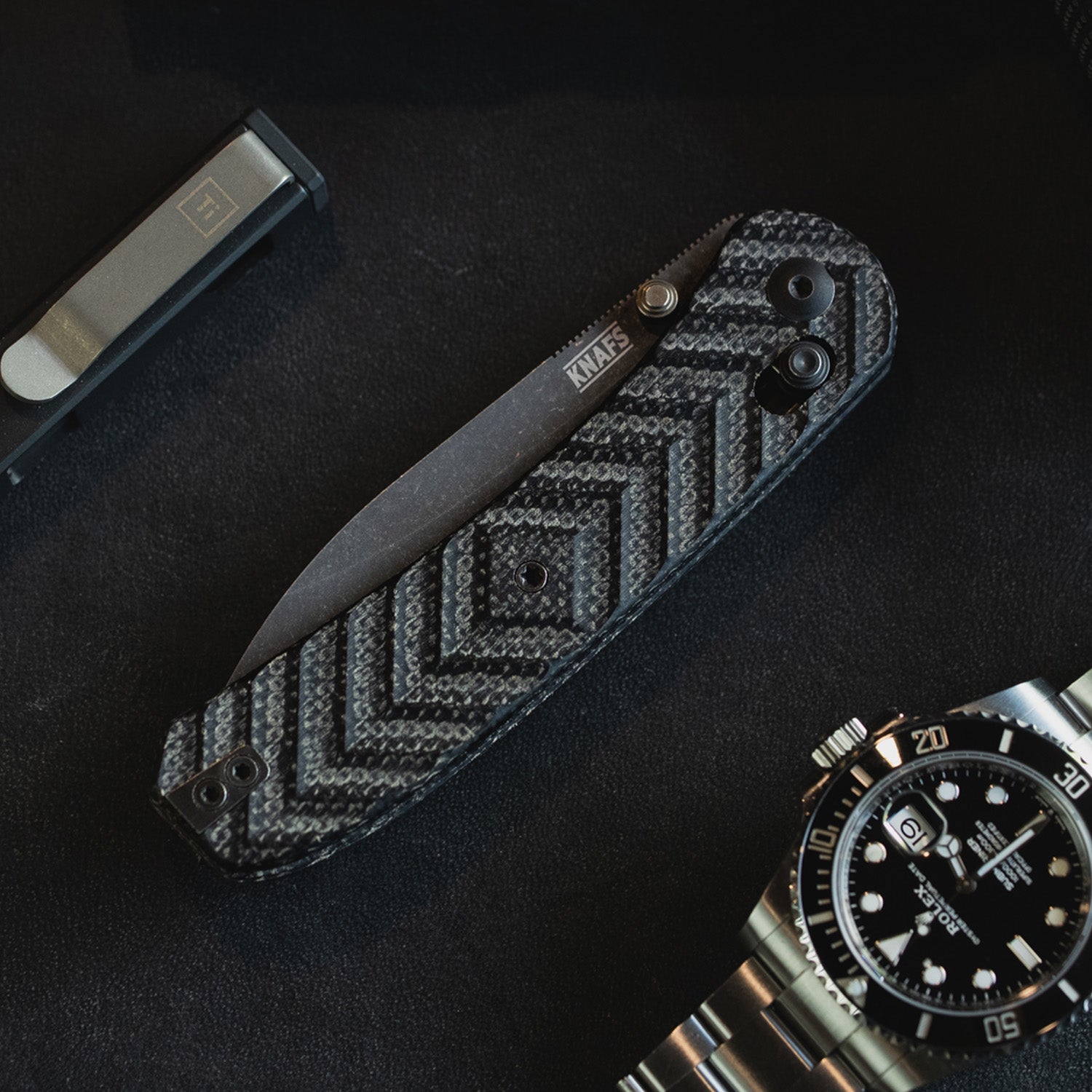 Jeremy Siers Lander 2 - Black Micarta - Acid Wash Blade
