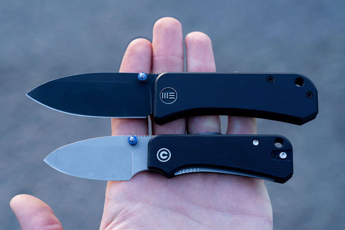 Baby Banter Pocket Knife - OD Green G10 - Gray Stonewash Nitro V - Banter comparison. 