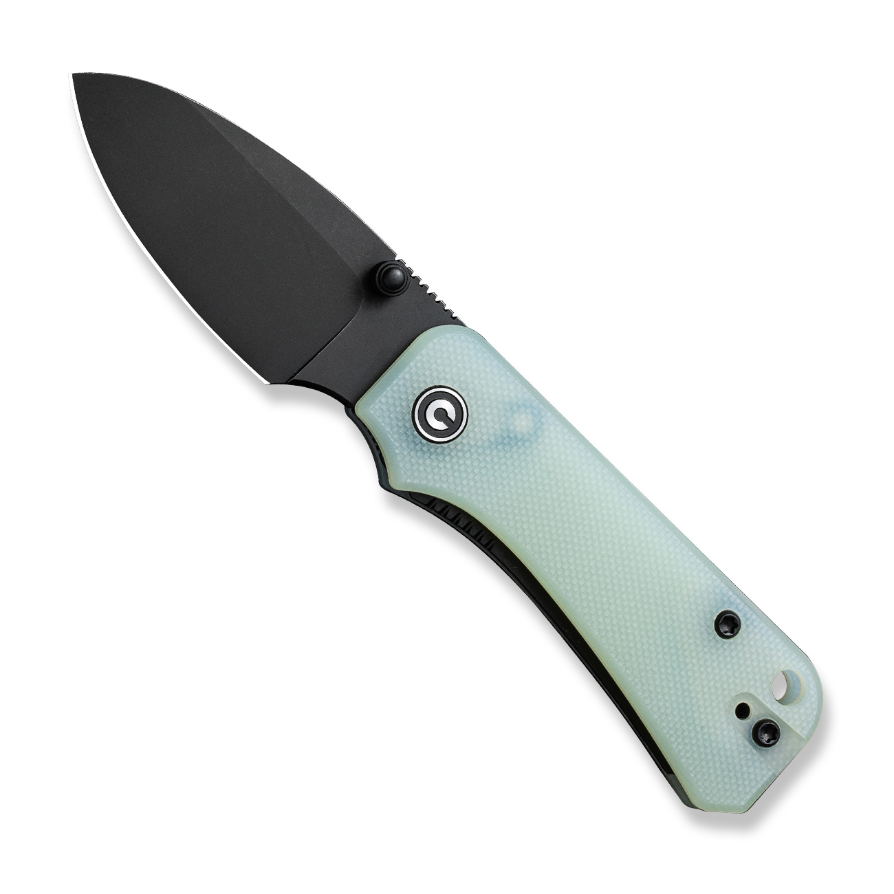 Baby Banter Pocket Knife - Purple G10 - Black Stonewash Nitro V - Jade versoin open front