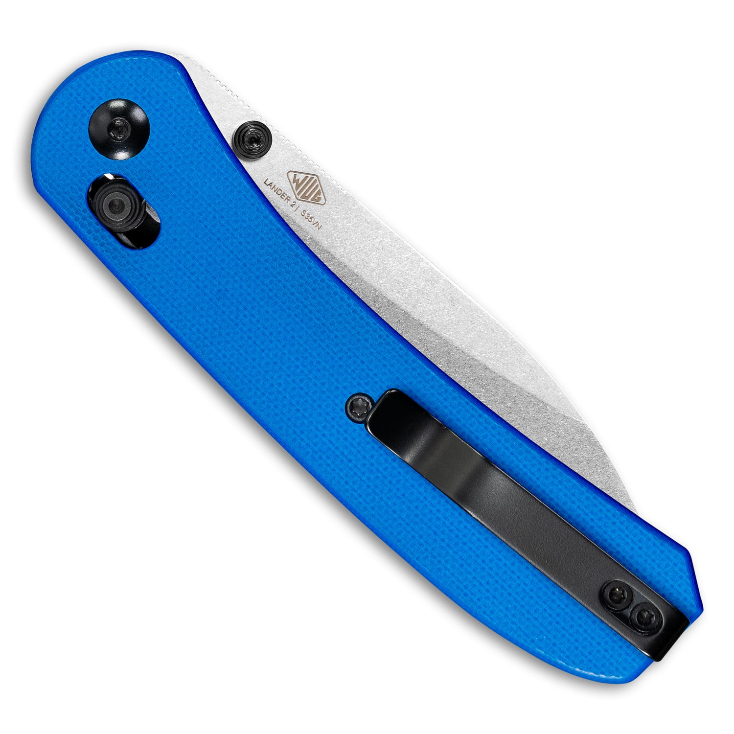 Lander 2 Pocket Knife - Blue G10 - Clutch Lock closed back