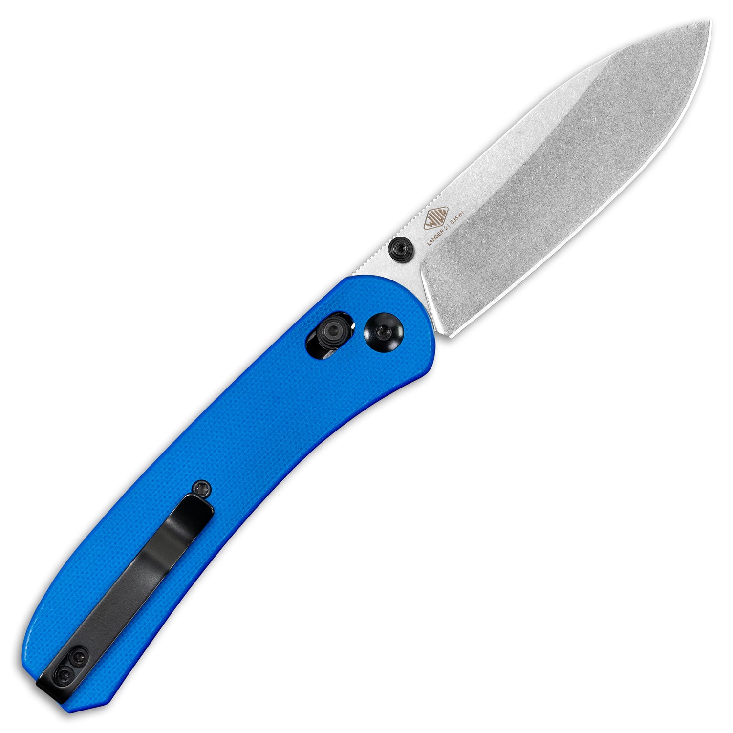 Lander 2 Pocket Knife - Blue G10 - Clutch Lock - open back