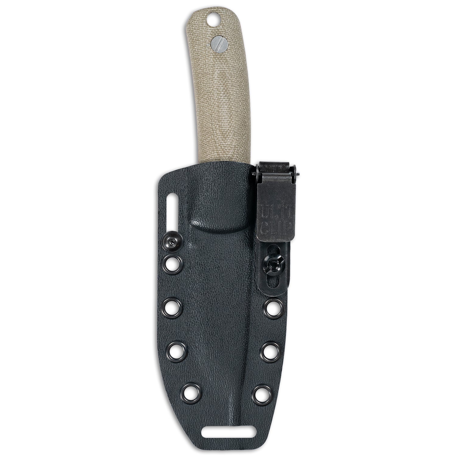 Ulticlip Slim 2.2 mounted to Knafs Lulu fixed blade knife sheath