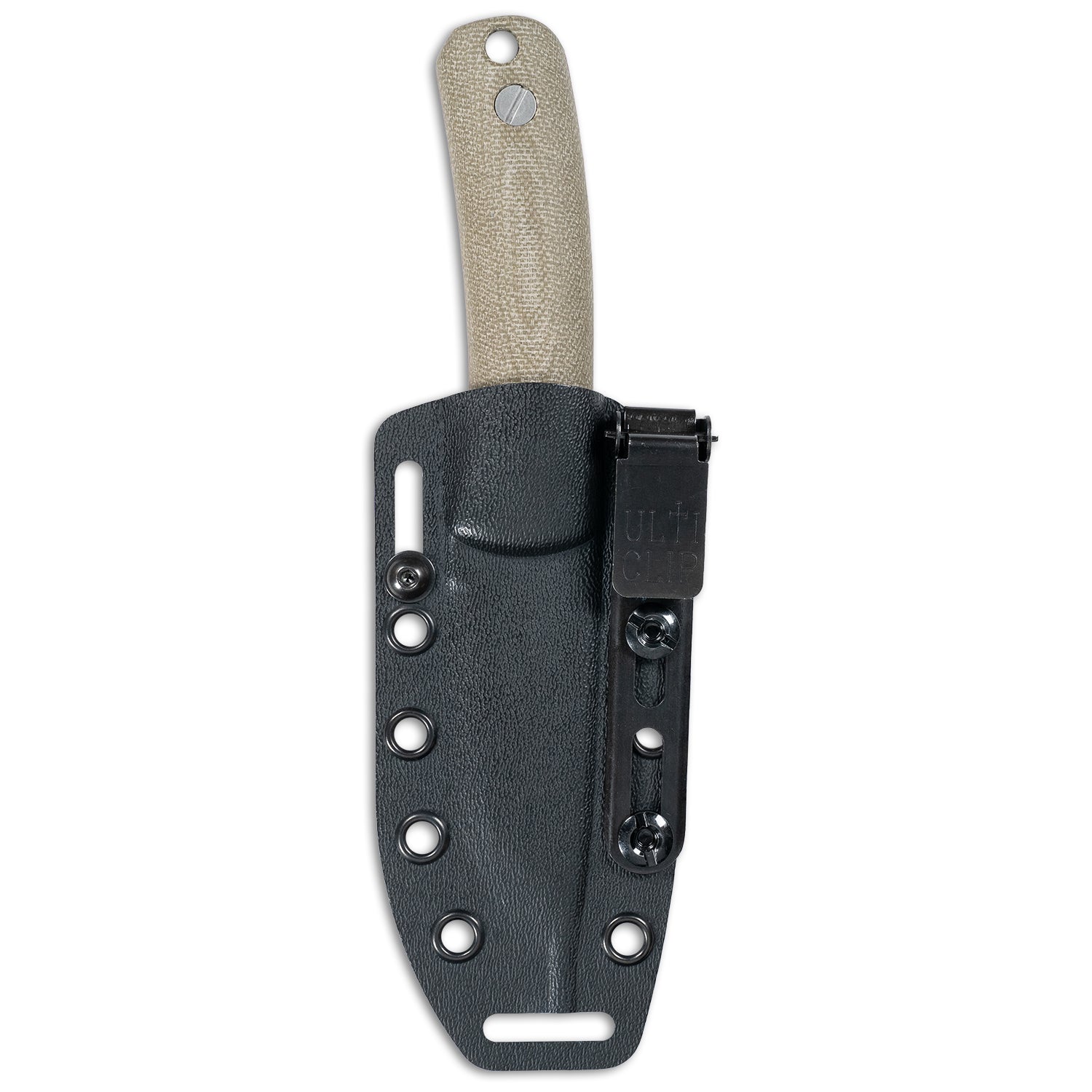 Ulticlip Slim 3.3 mounted to sheath of Knafs Lulu fixed blade knife