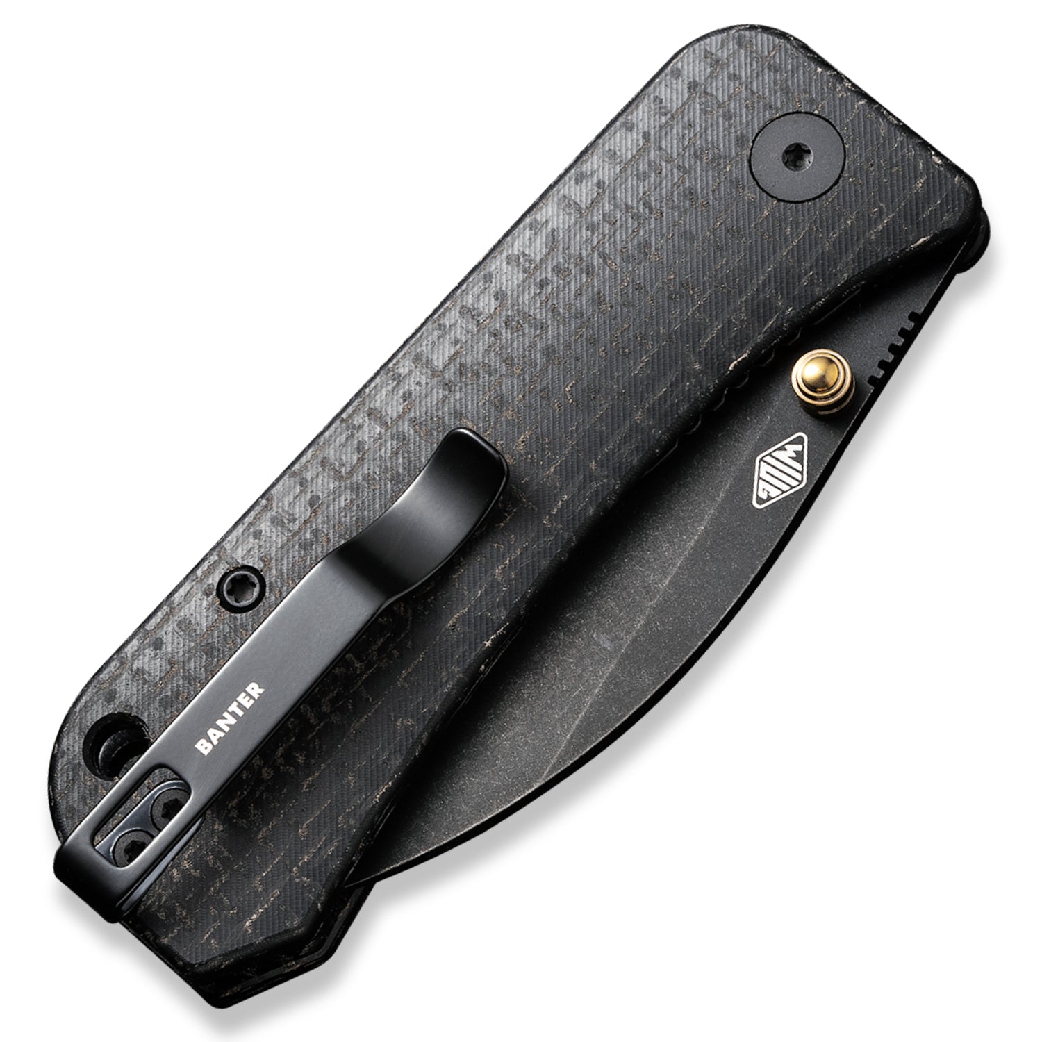 Banter Pocket Knife - Black Micarta - Black Stonewash S35VN Wharncliffe closed back