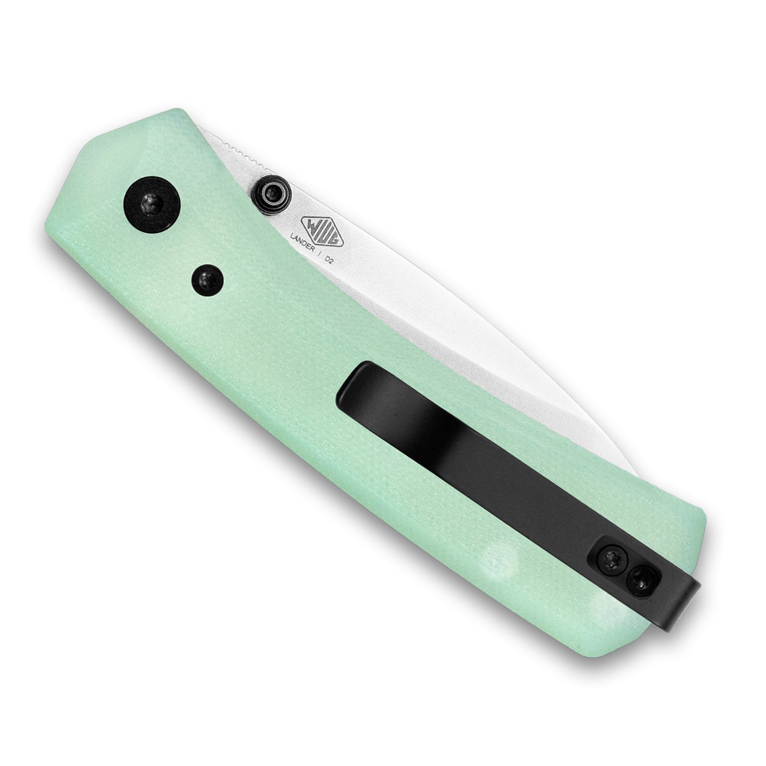 G10 Moonlight - Jade - Lander 1 Scales on knife closed back