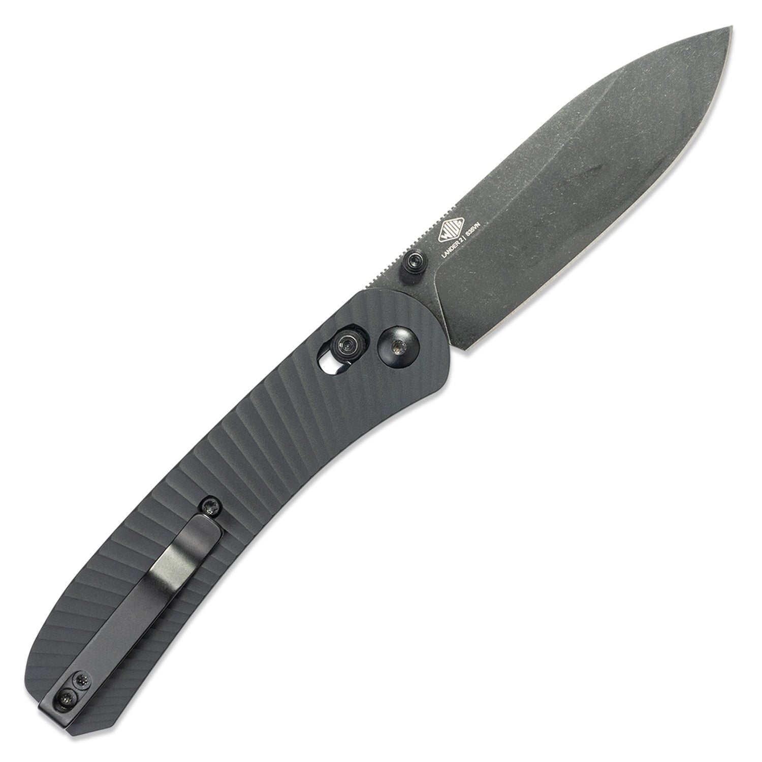 Lander 2 Knife Scales - Aluminum Solar Flare - Black - knife not included - on knife open back