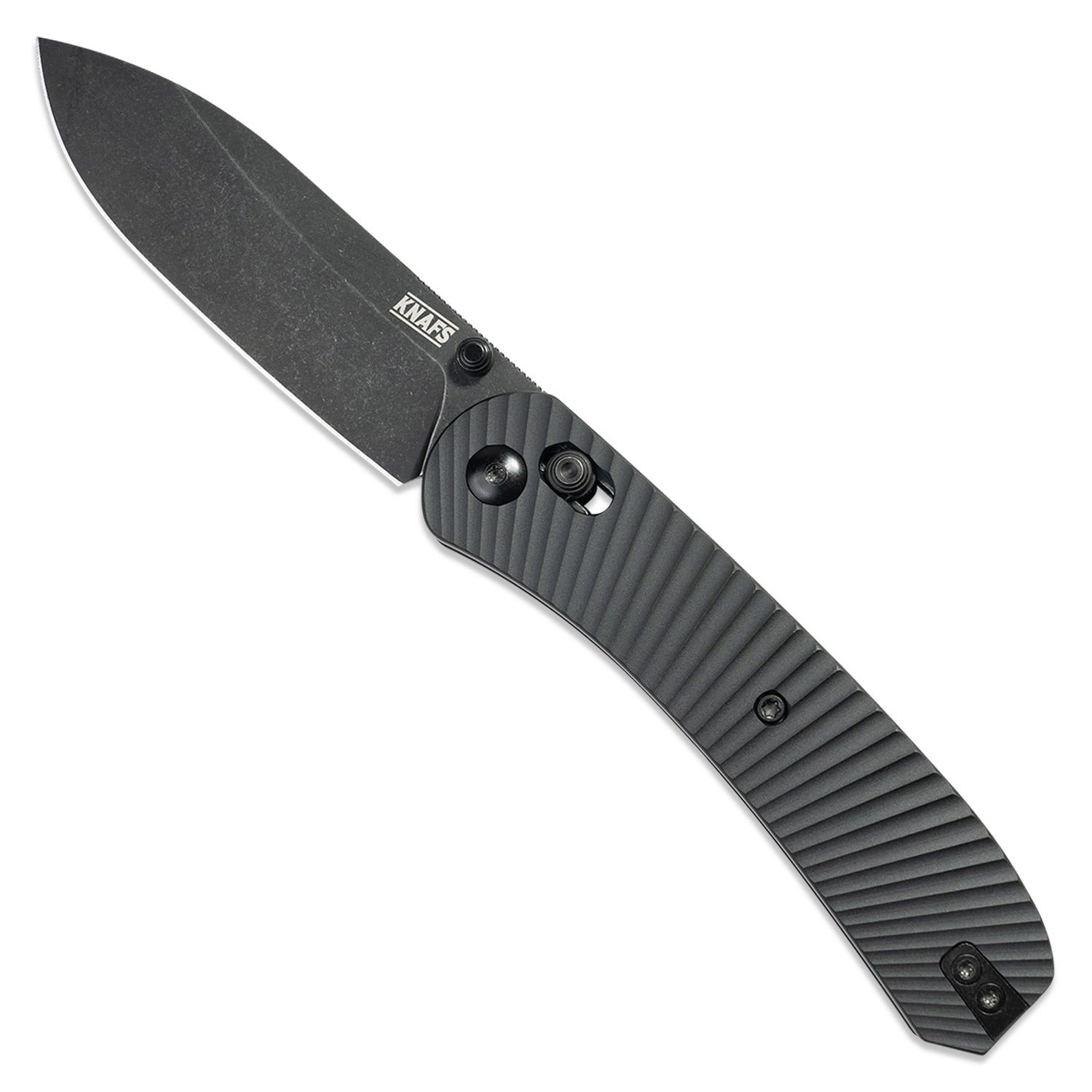 Lander 2 Pocket Knife - Solar Flare Aluminum Scales - Pre-built - Black Stonewash - Black Scale Handle