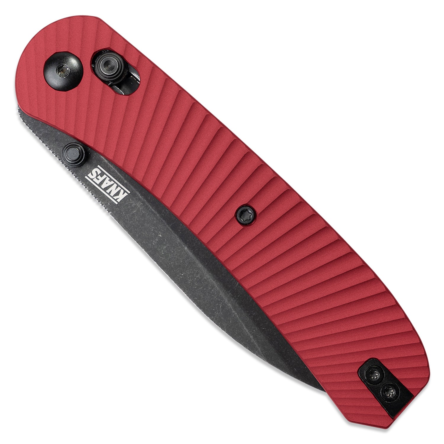 Lander 2 Knife Scales - Aluminum Solar Flare - Red - knife not included - on knife closed front