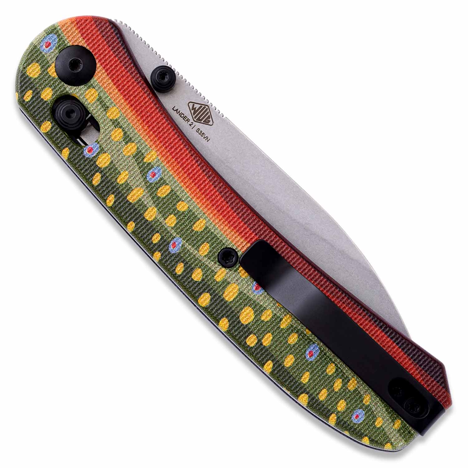 Lander 2 Knife Scales - Brook Trout G10 - on knife back closed - knife not included