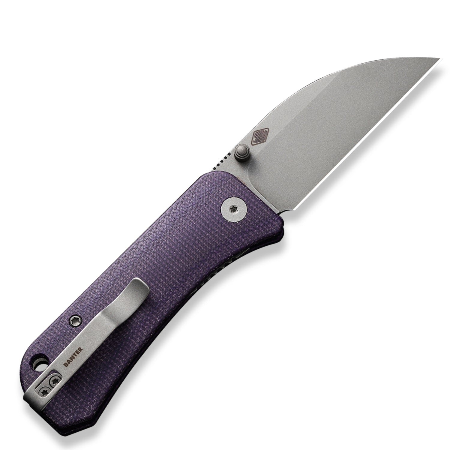 WE Knife Co. Banter Pocket Knife - Purple Canvas Micarta - Wharncliffe S35VN Blade - Open Back