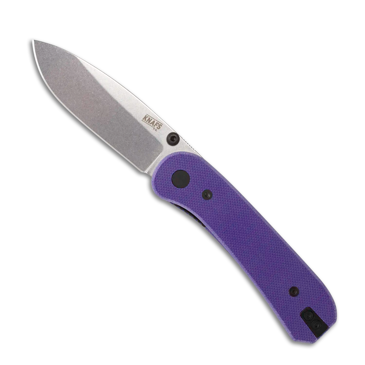 Lander 1 Pocket Knife - Gray Stonewash Blade - Purple G10 Handles - Open Front