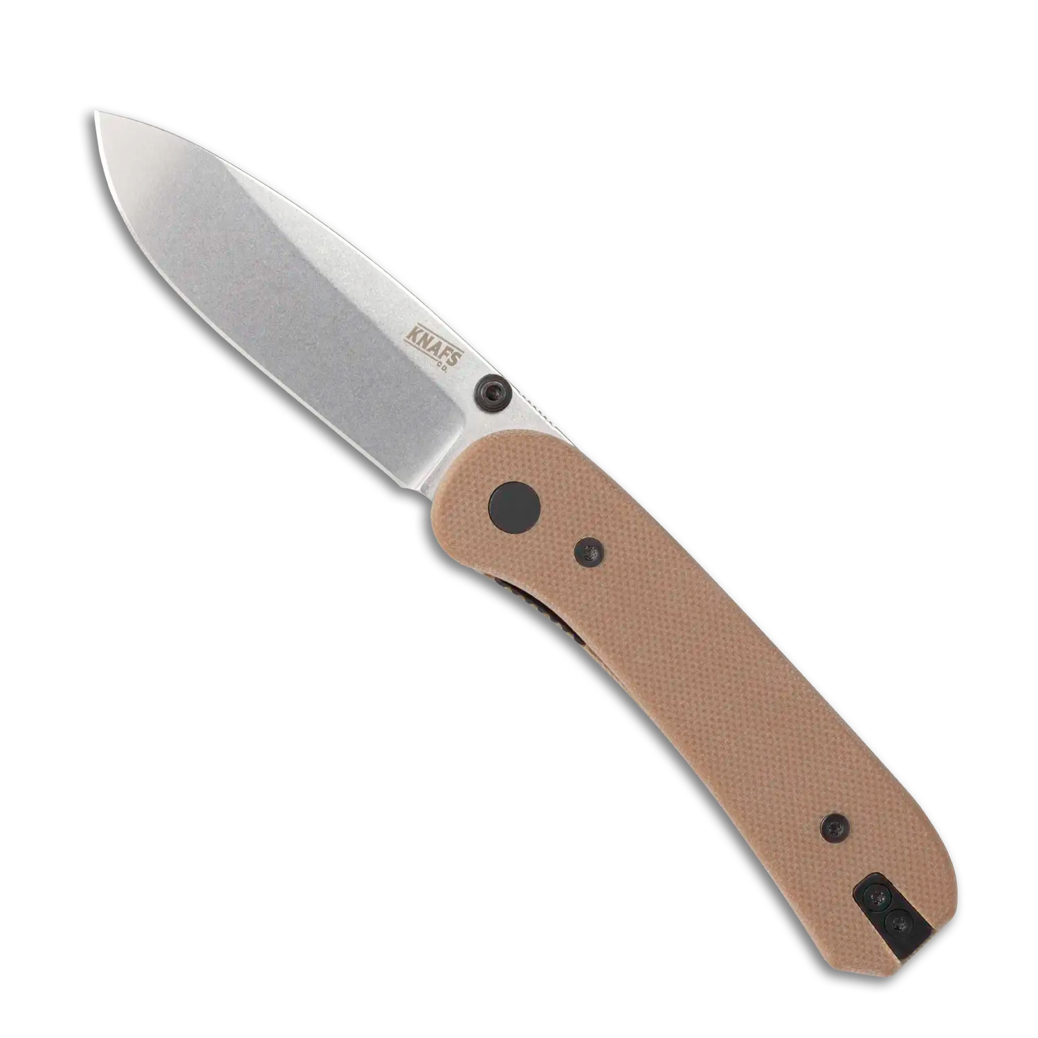 Lander 1 Pocket Knife - Gray Stonewash Blade - Brown G10 Handles - Open Front