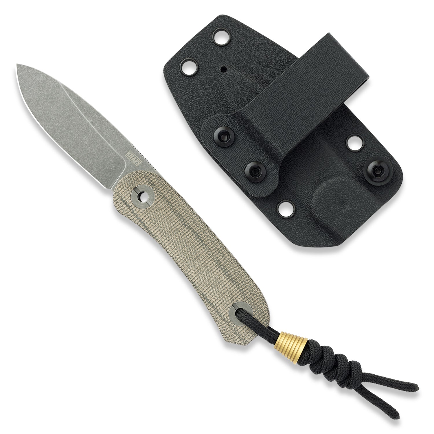 KNAFS-00394-Lander 4 Fixed Blade Knife Moondust Micarta front with sheath