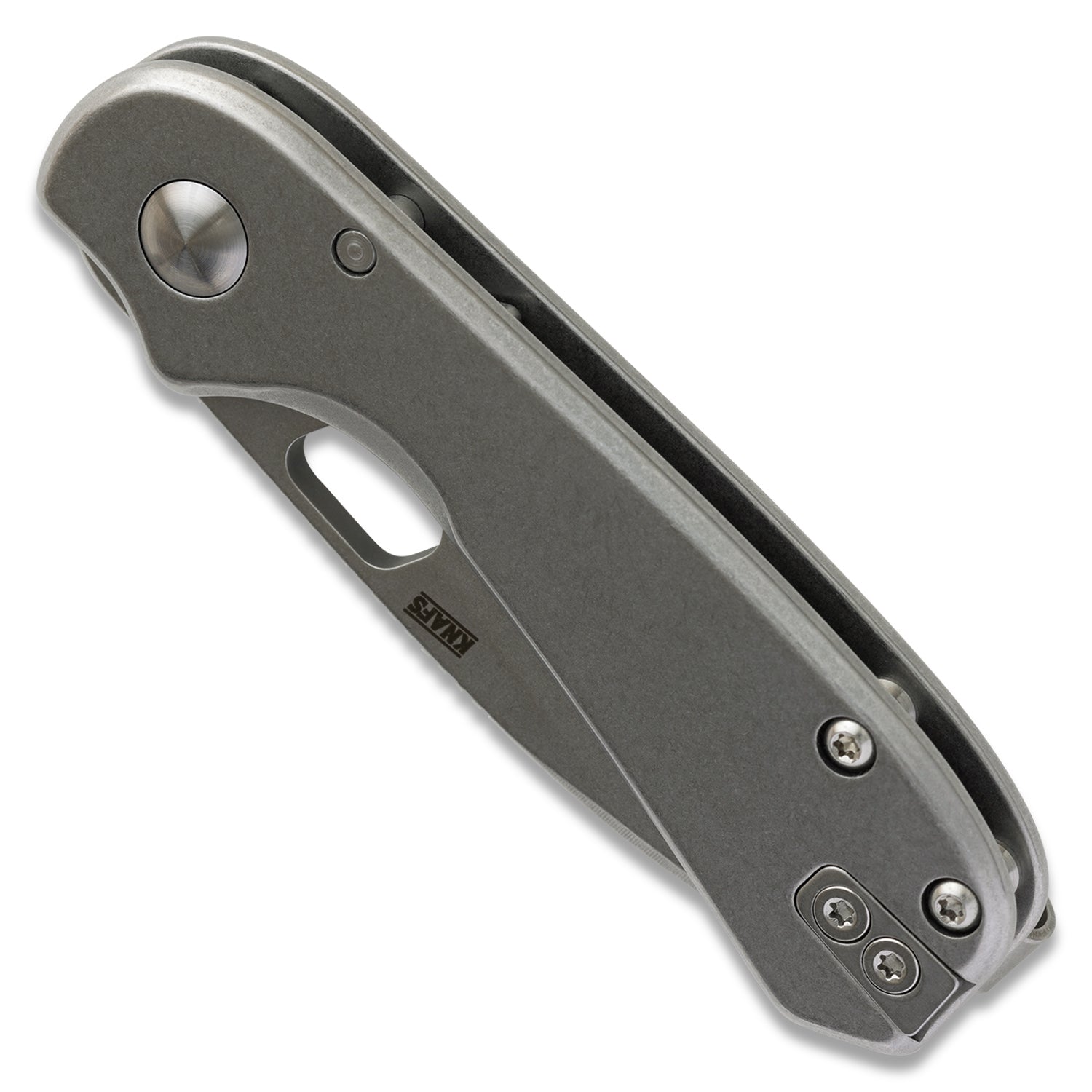 KNAFS-00396 
Lander 5 Gray folding knife on a white background