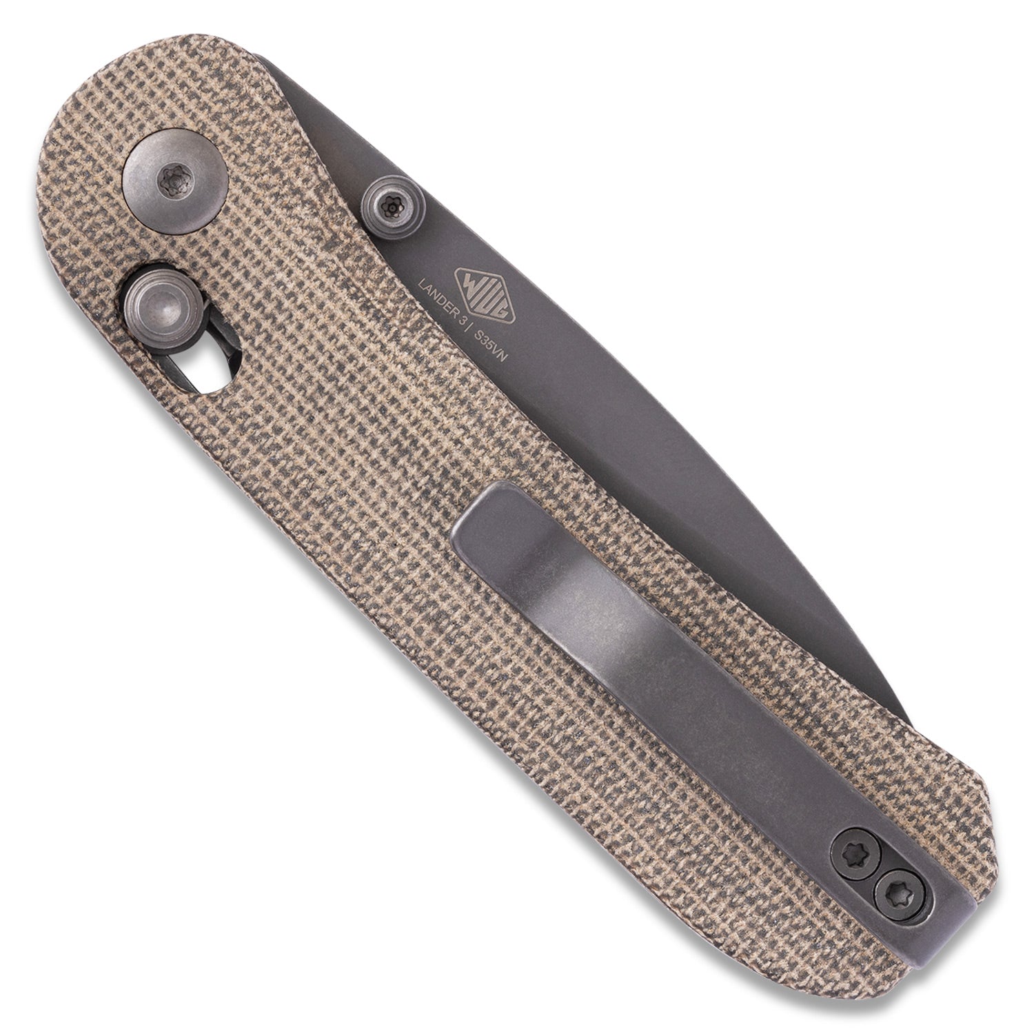 KNAFS-00397 Lander 3 Pocket Knife Moondust Micarta back closed