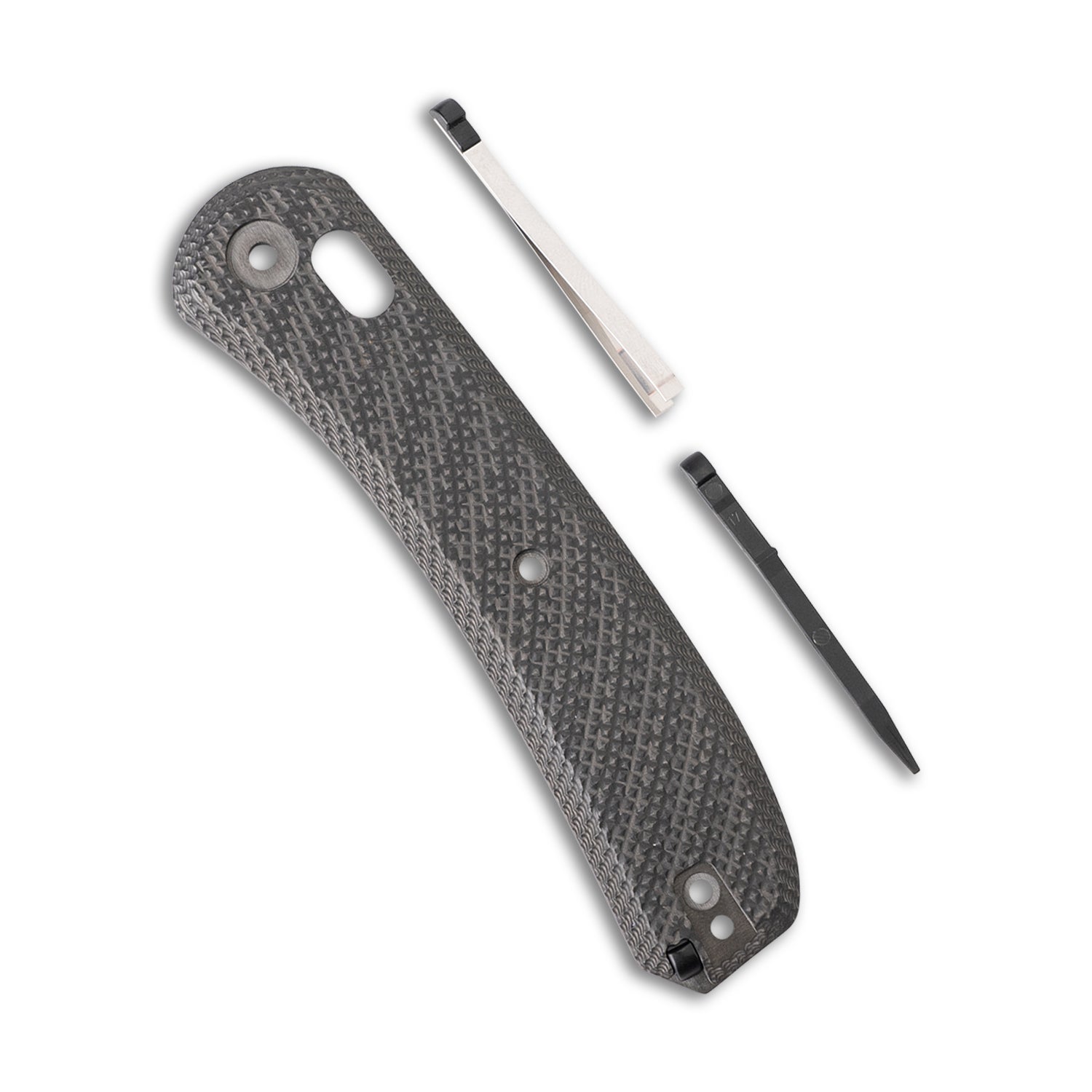 Lander 2 Knife Scales - Ripple Carbon Fiber front with toothpick and tweezers