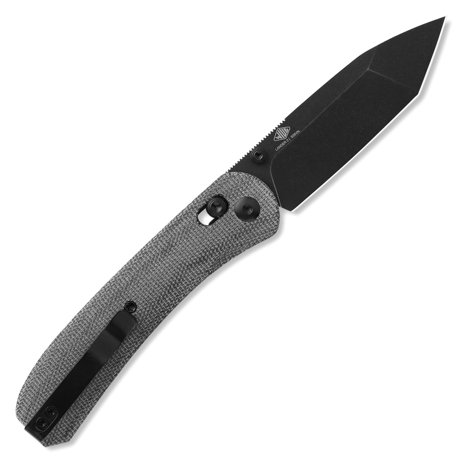 KNAFS-00407-Lander 2 Pocket Knife Tanto Satin back open