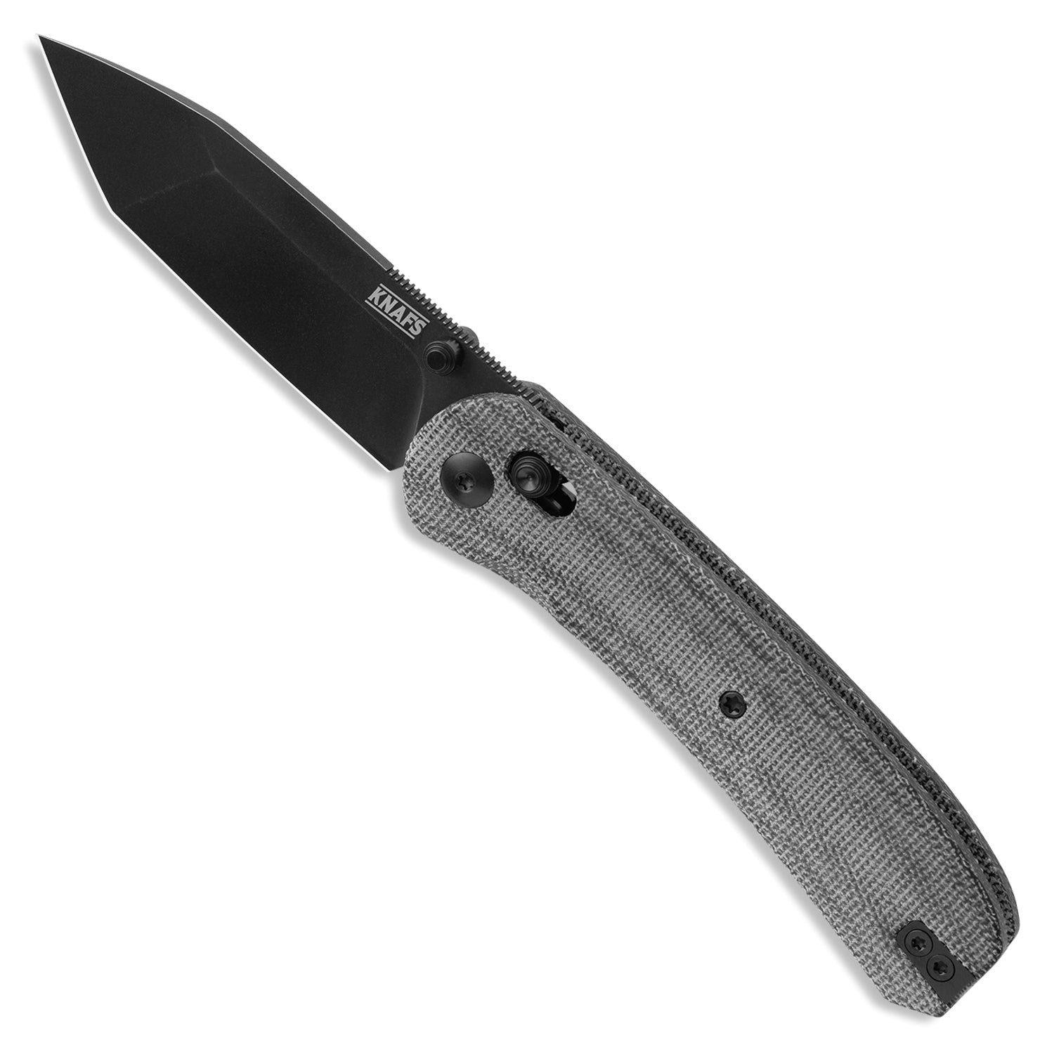 KNAFS-00407-Lander 2 Pocket Knife Tanto Satin front open angled