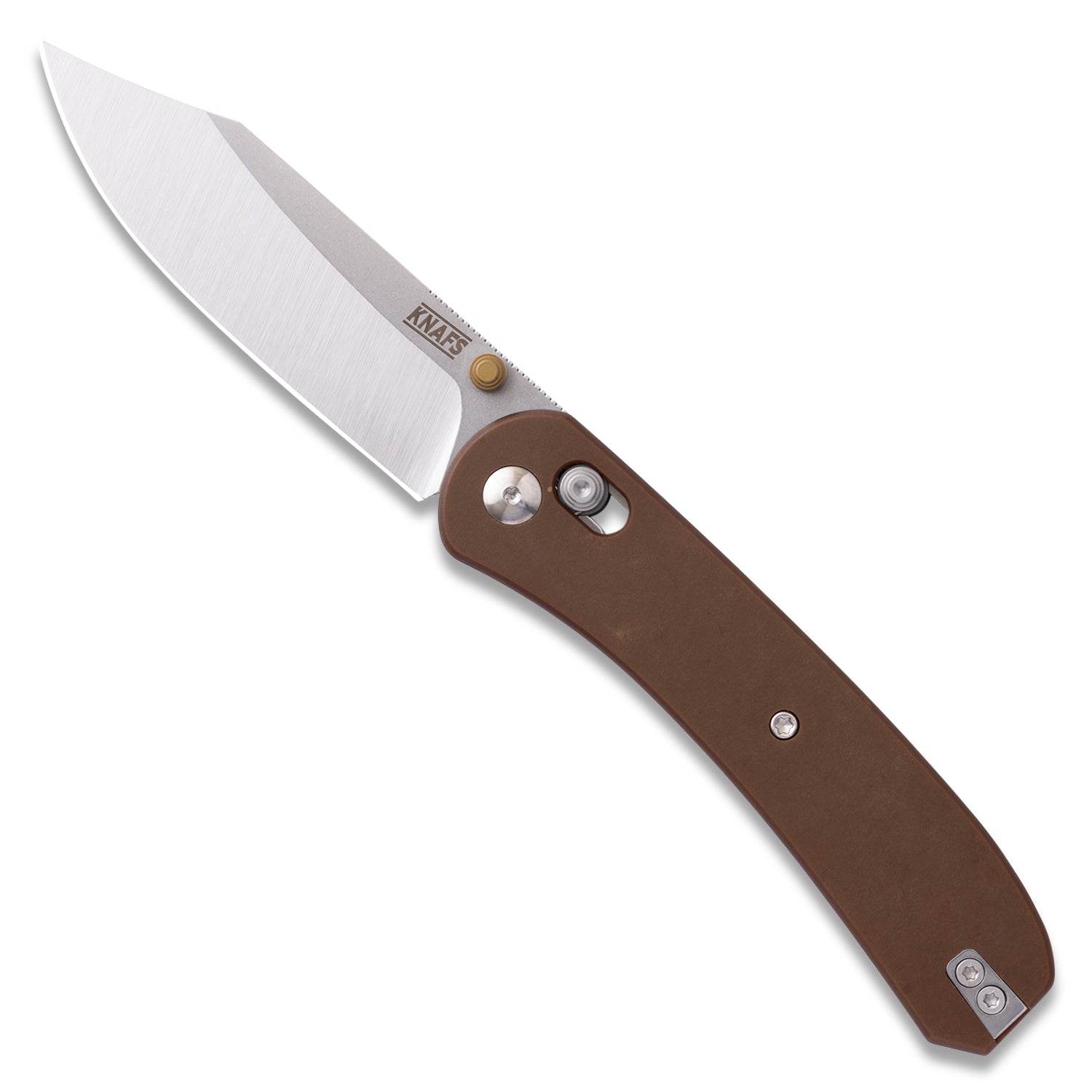 KNAFS-00408 
Knafs Lander 2 Pocket Knife - Clip Point blade - Satin S35VN- Front open 