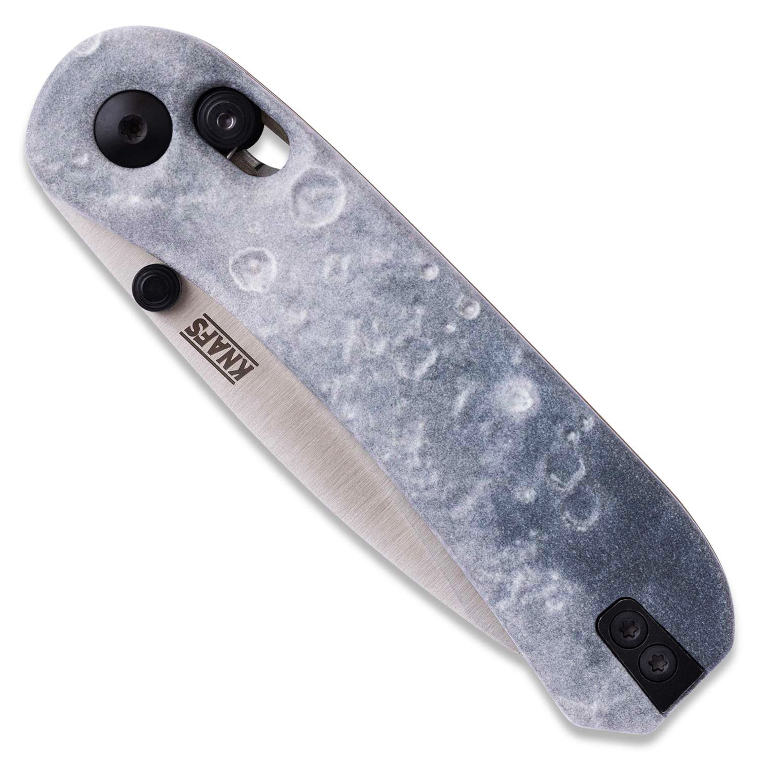 Lander 3 Knife Scales-  3D Lunar Moon Surface - Tranquility Base on knive closed front