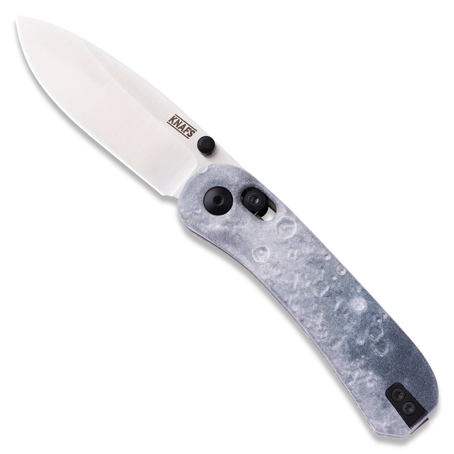 Lander 3 Knife Scales-  3D Lunar Moon Surface - Tranquility Base on knife front open